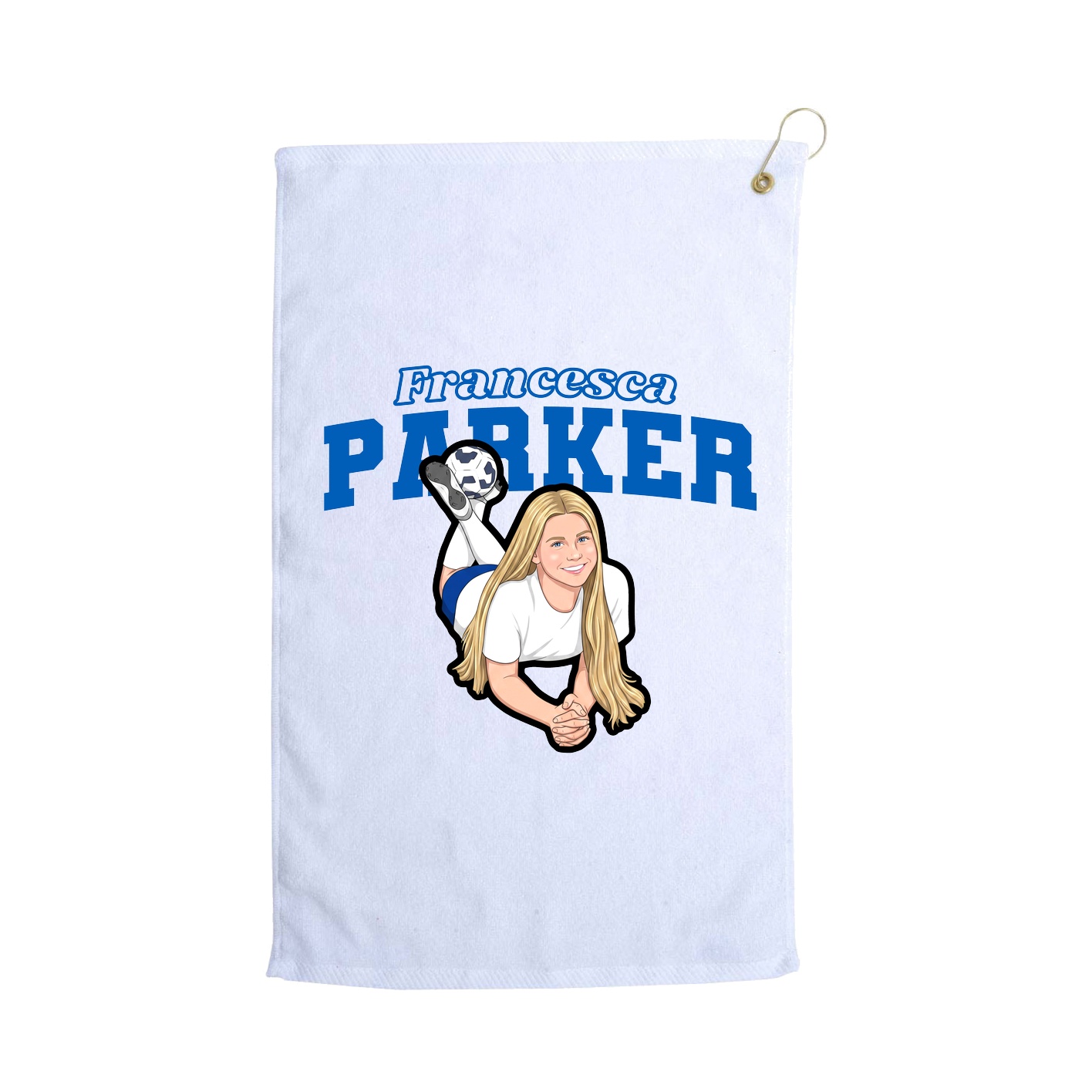Golf Towel — Name Arch in White