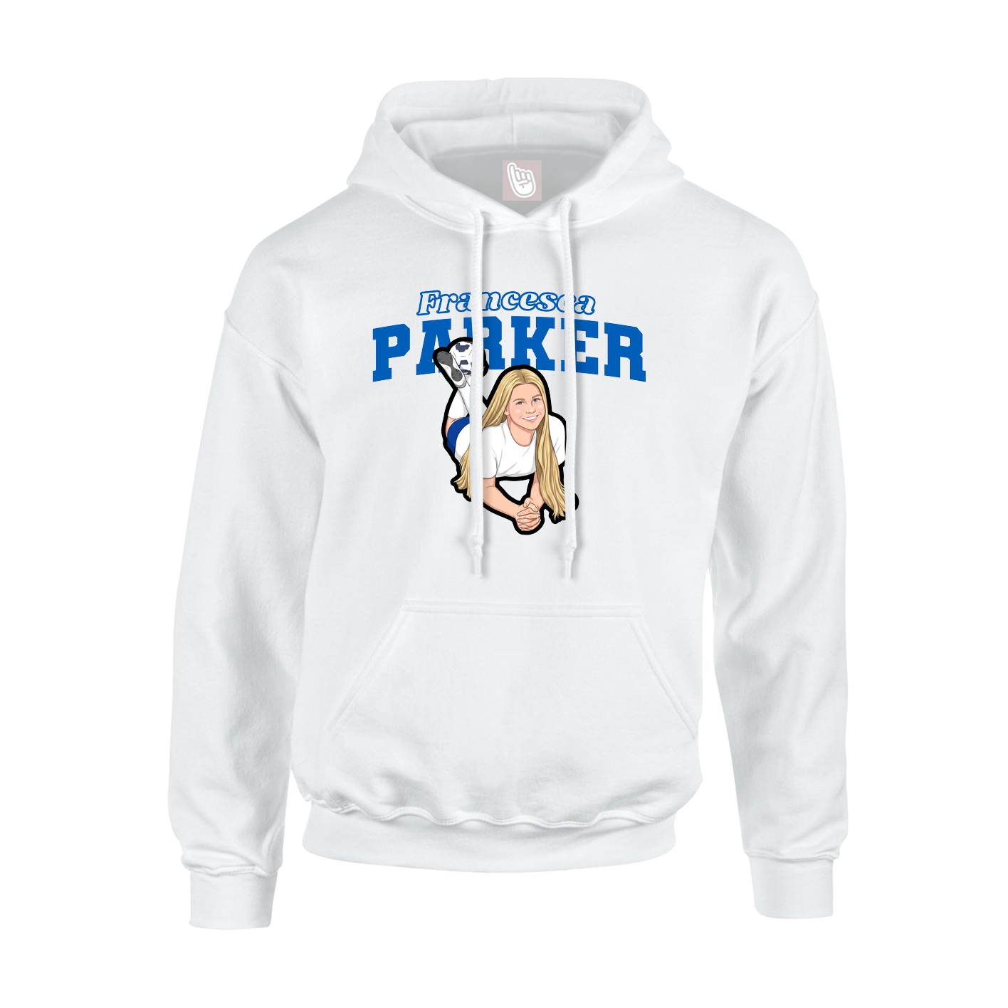 Youth Hoodie — Name Arch in White