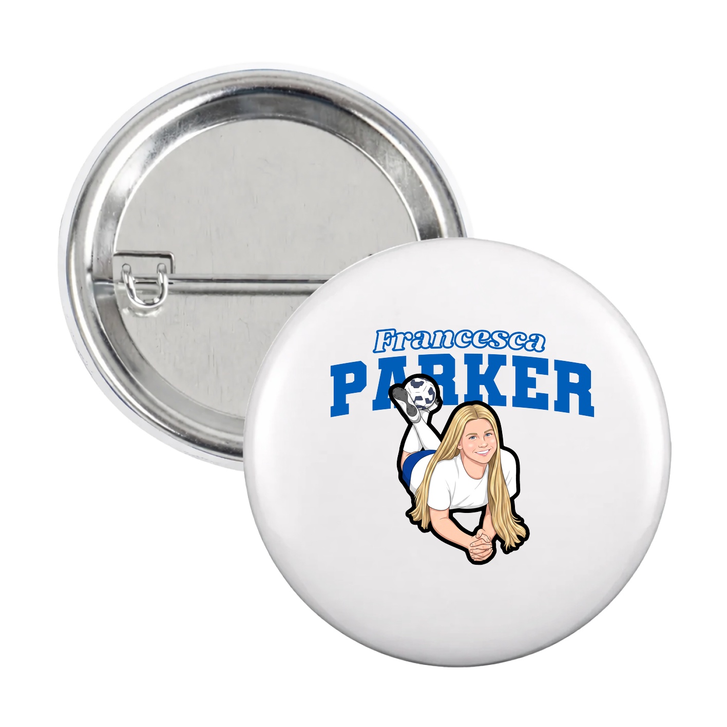 Game Day Button — Name Arch in White