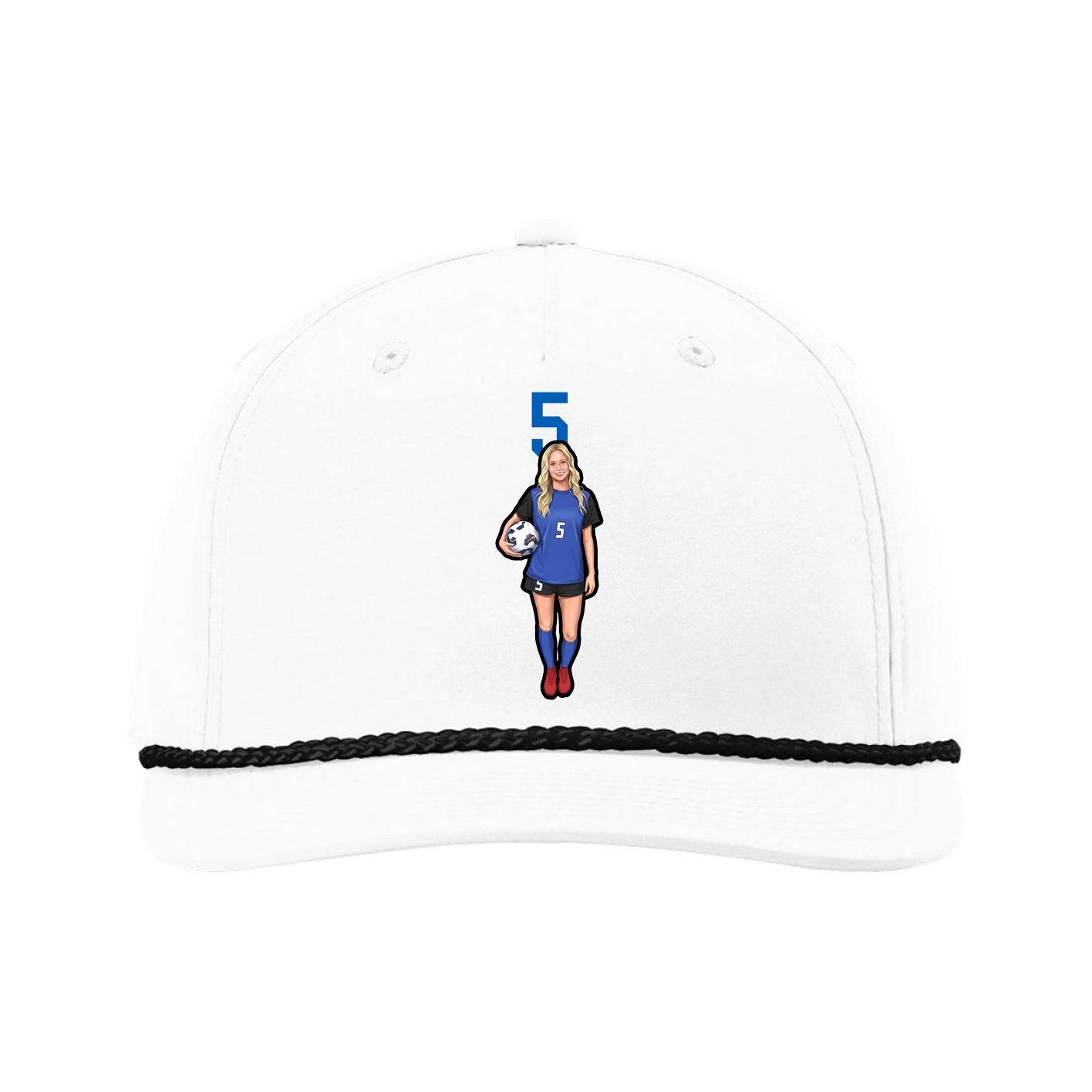 Five-Panel Classic Rope Cap — Number Top in White