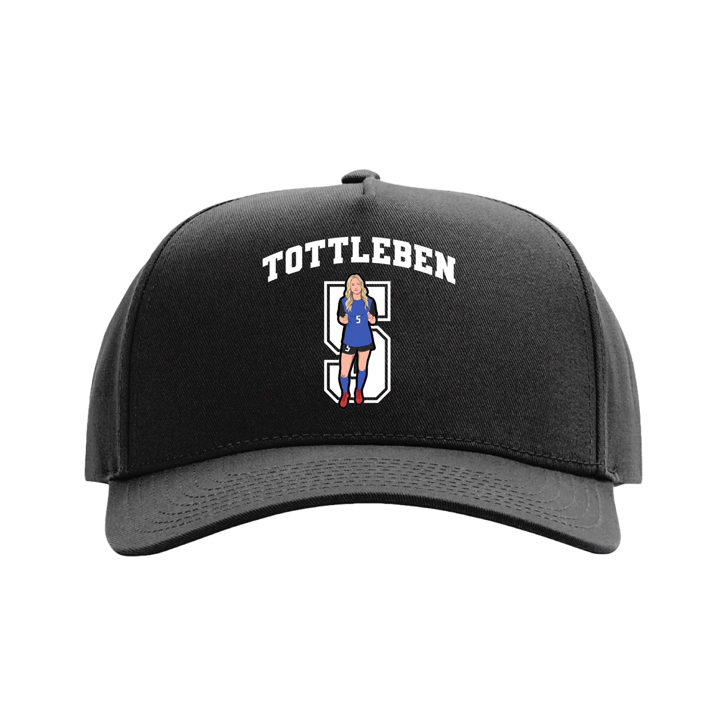Full Fabric Five-Panel Champ Cap — Number in Black