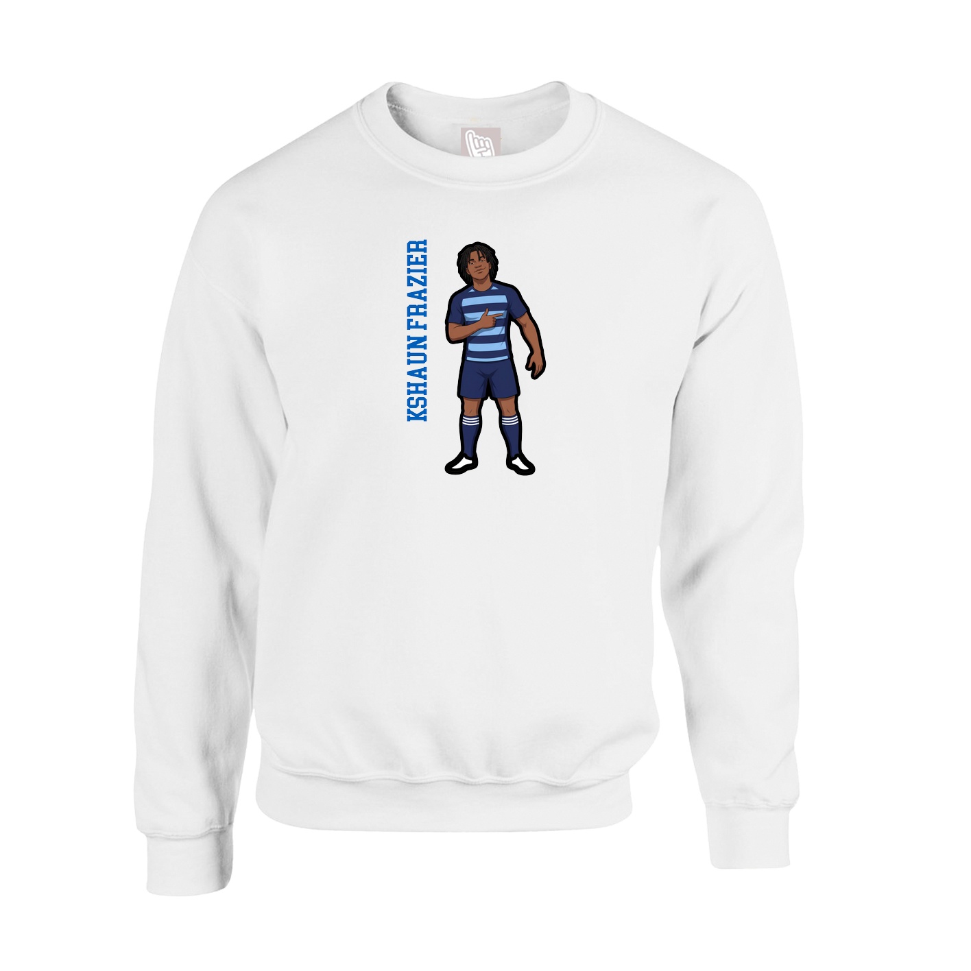 Fleece Crew — Name Vertical in White