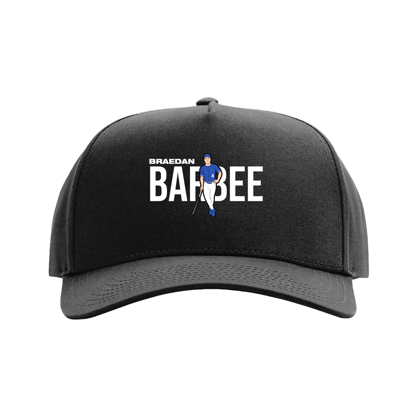 Full Fabric Five-Panel Champ Cap — Player Name in Black
