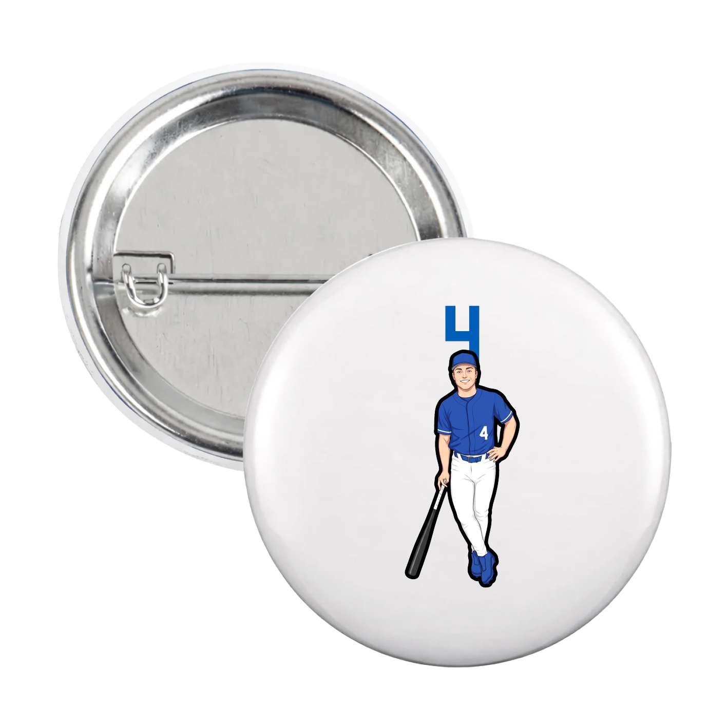 Game Day Button — Number Top in White