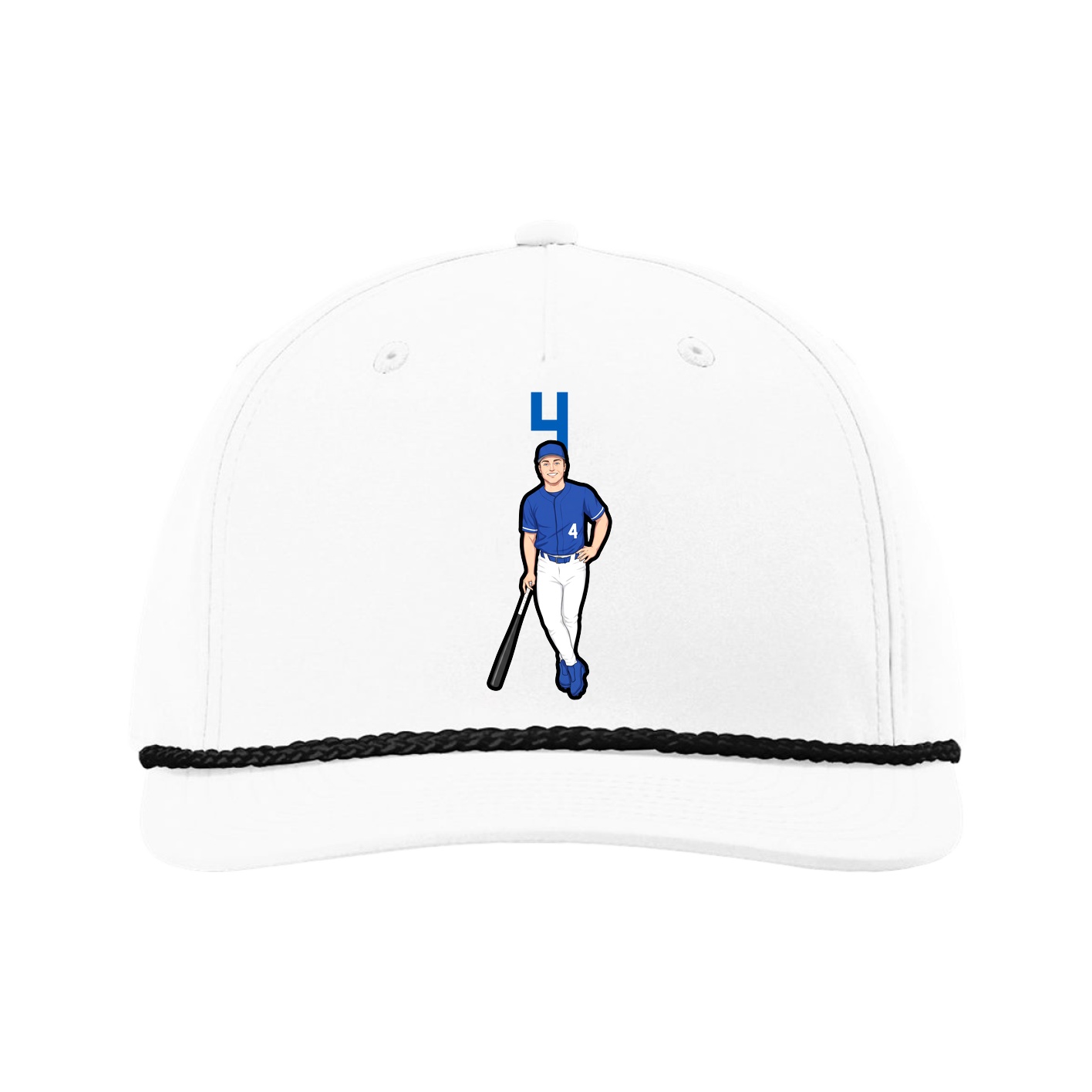 Five-Panel Classic Rope Cap — Number Top in White