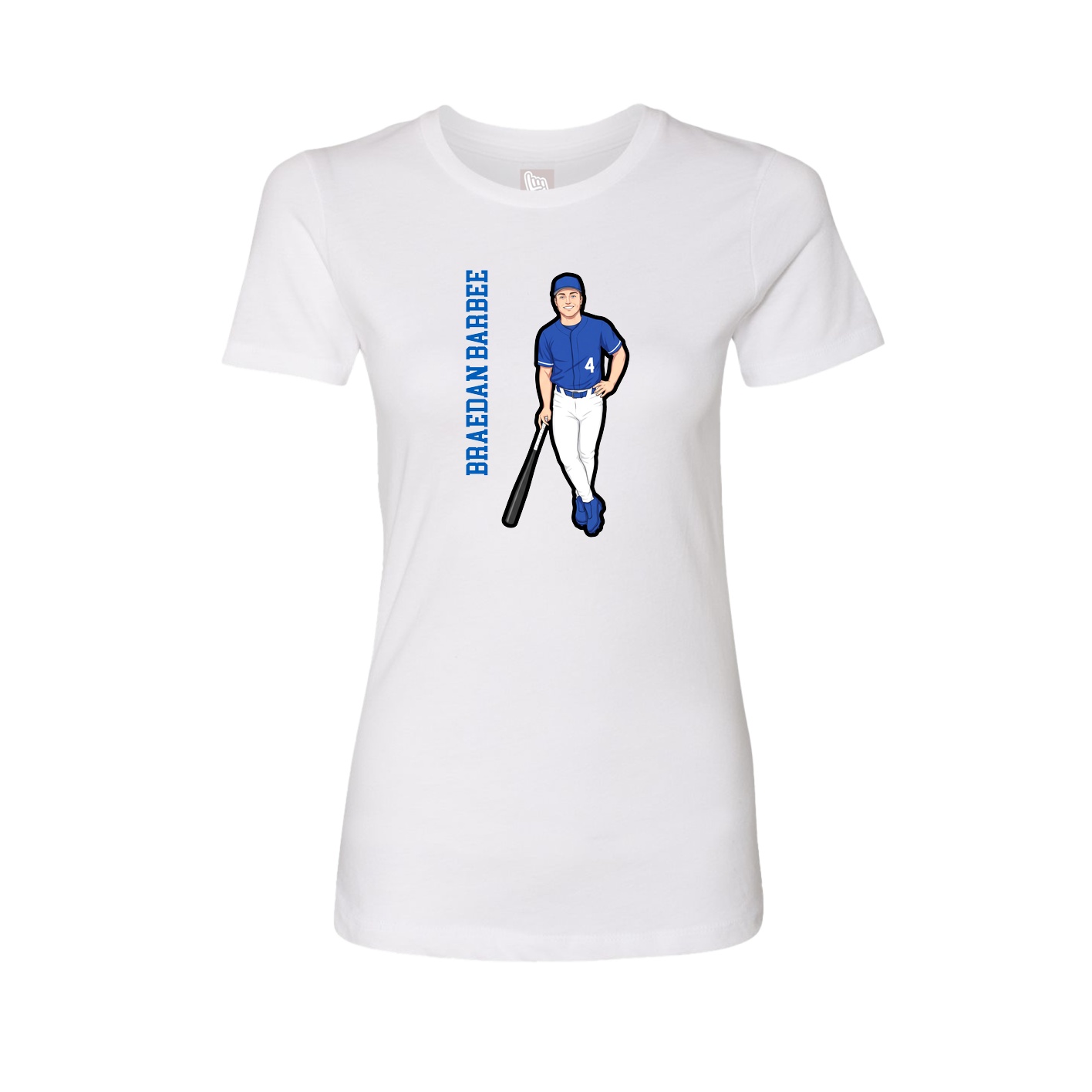 Fitted Women's Tee — Name Vertical in White