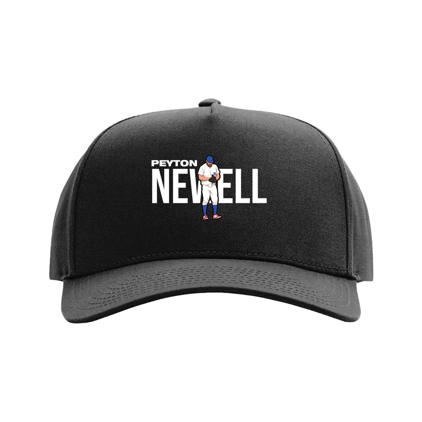 Full Fabric Five-Panel Champ Cap — Player Name in Black
