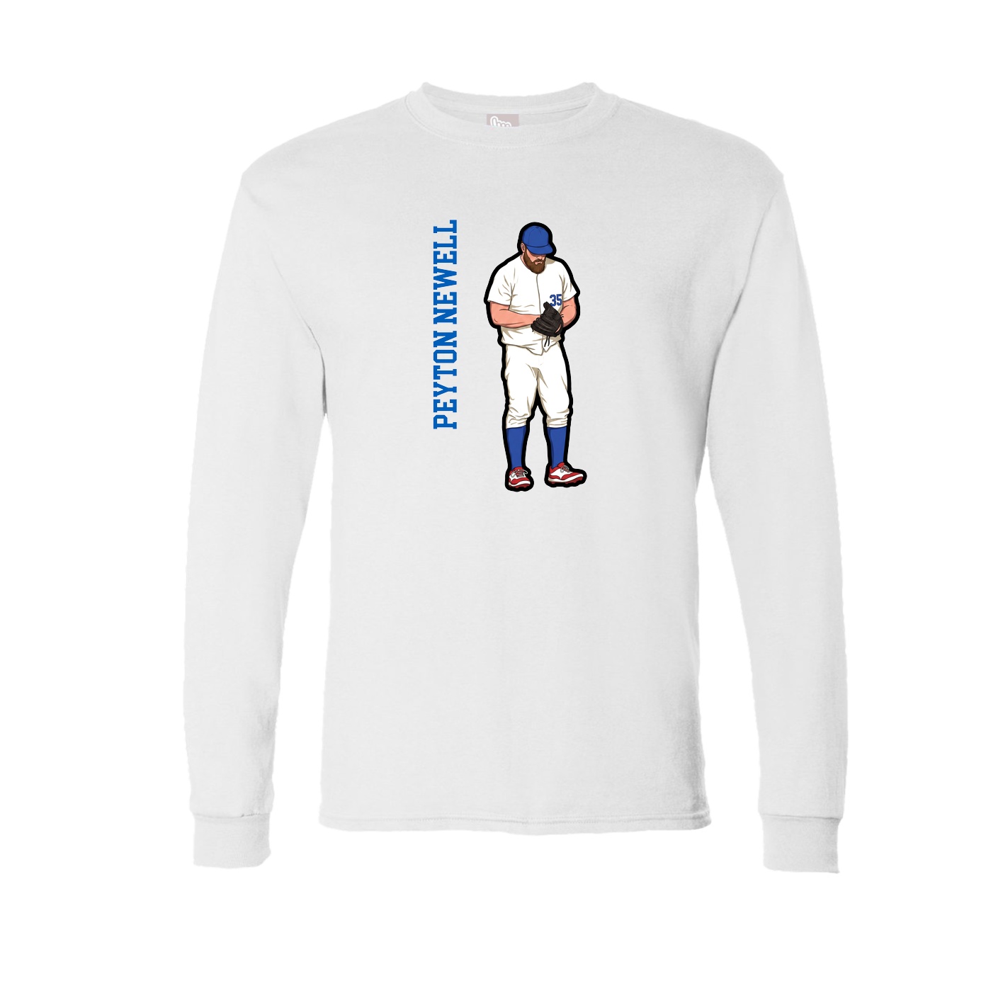 Long Sleeve Tee — Name Vertical in White