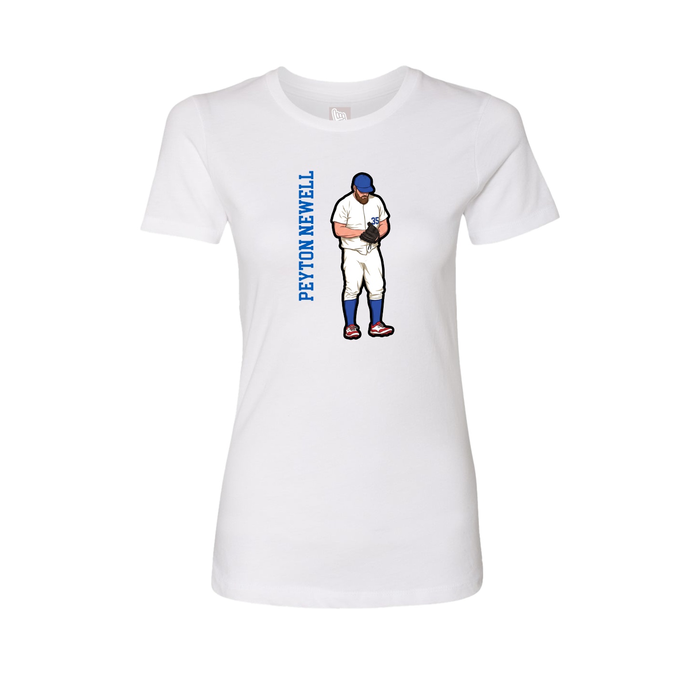 Fitted Women's Tee — Name Vertical in White