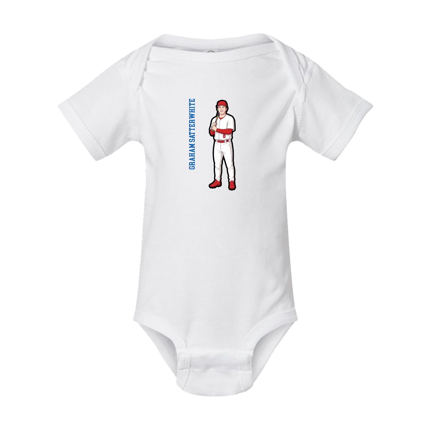 Baby Onesie — Name Vertical in White