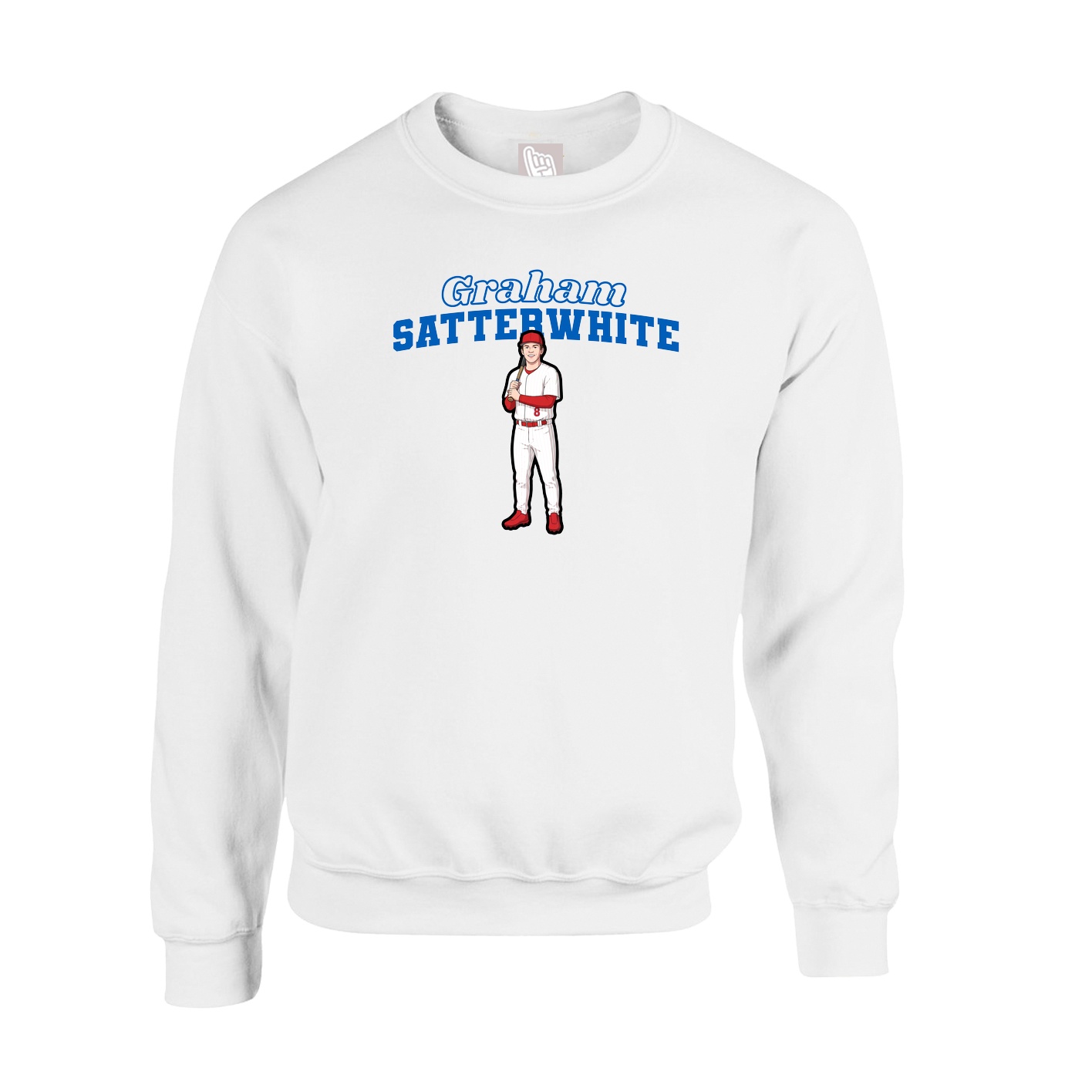 Fleece Crew — Name Arch in White