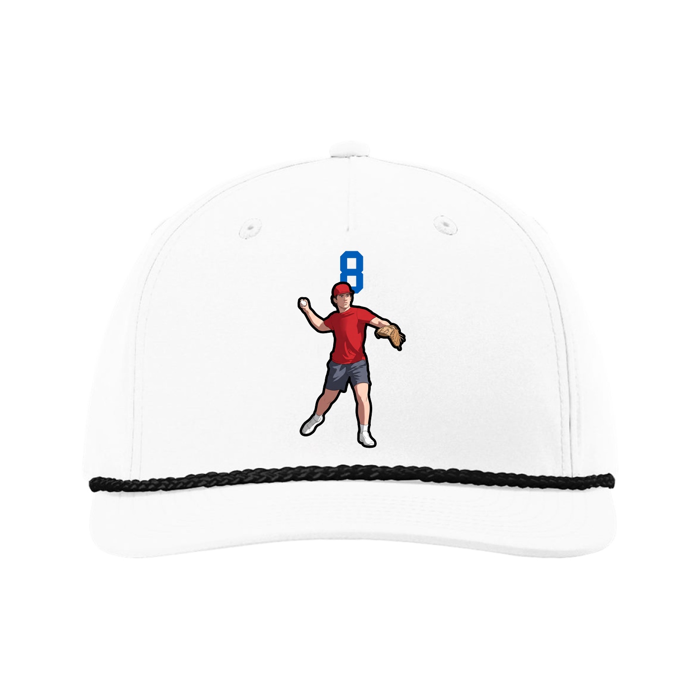 Five-Panel Classic Rope Cap — Number Top in White