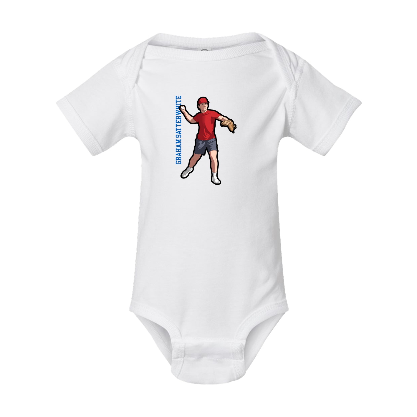 Baby Onesie — Name Vertical in White