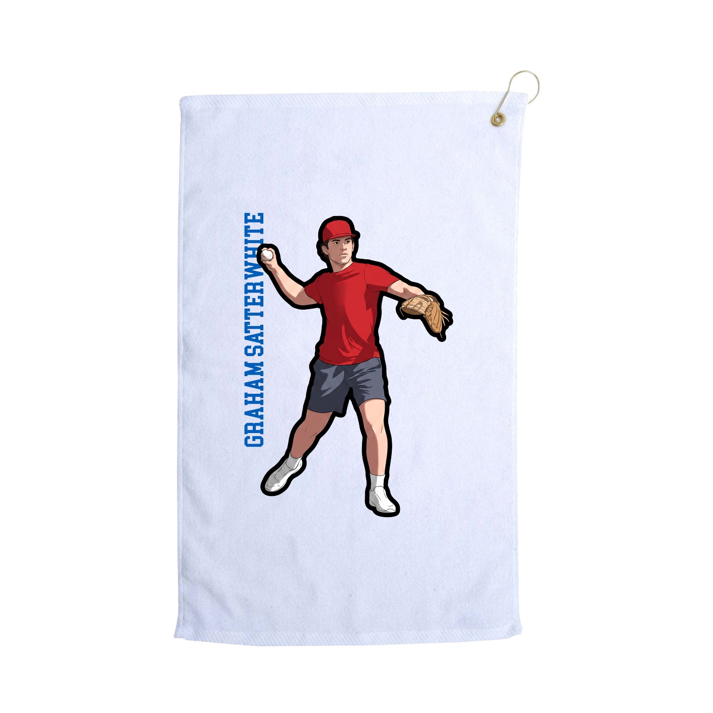Golf Towel — Name Vertical in White