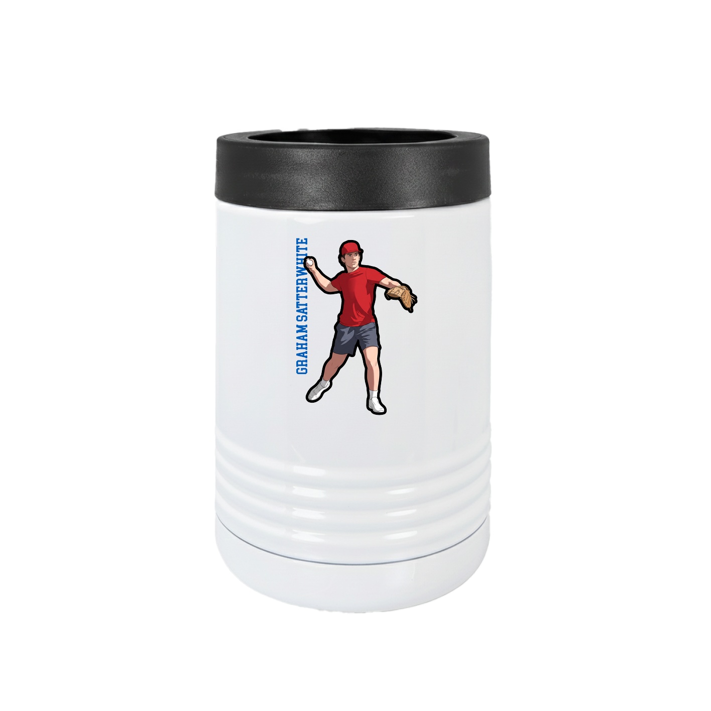 Beverage Holder — Name Vertical in White