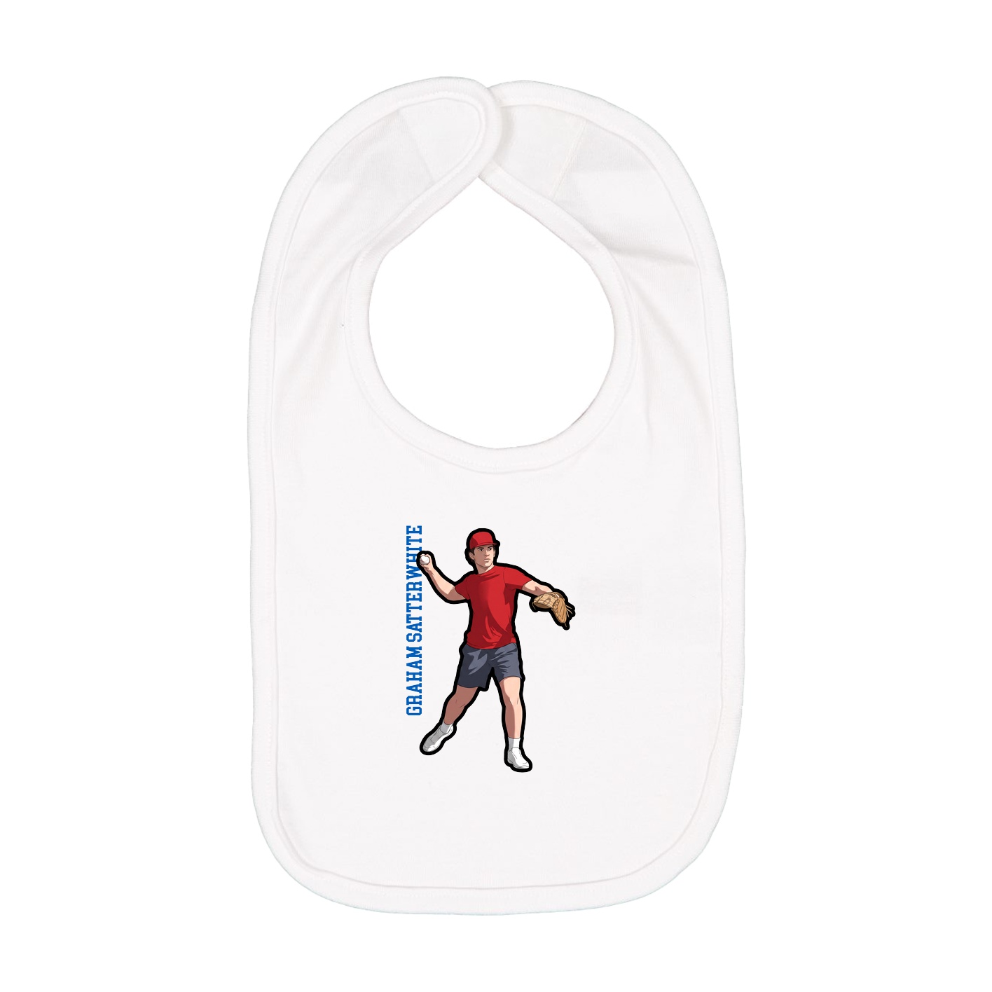 Infant Bib — Name Vertical in White