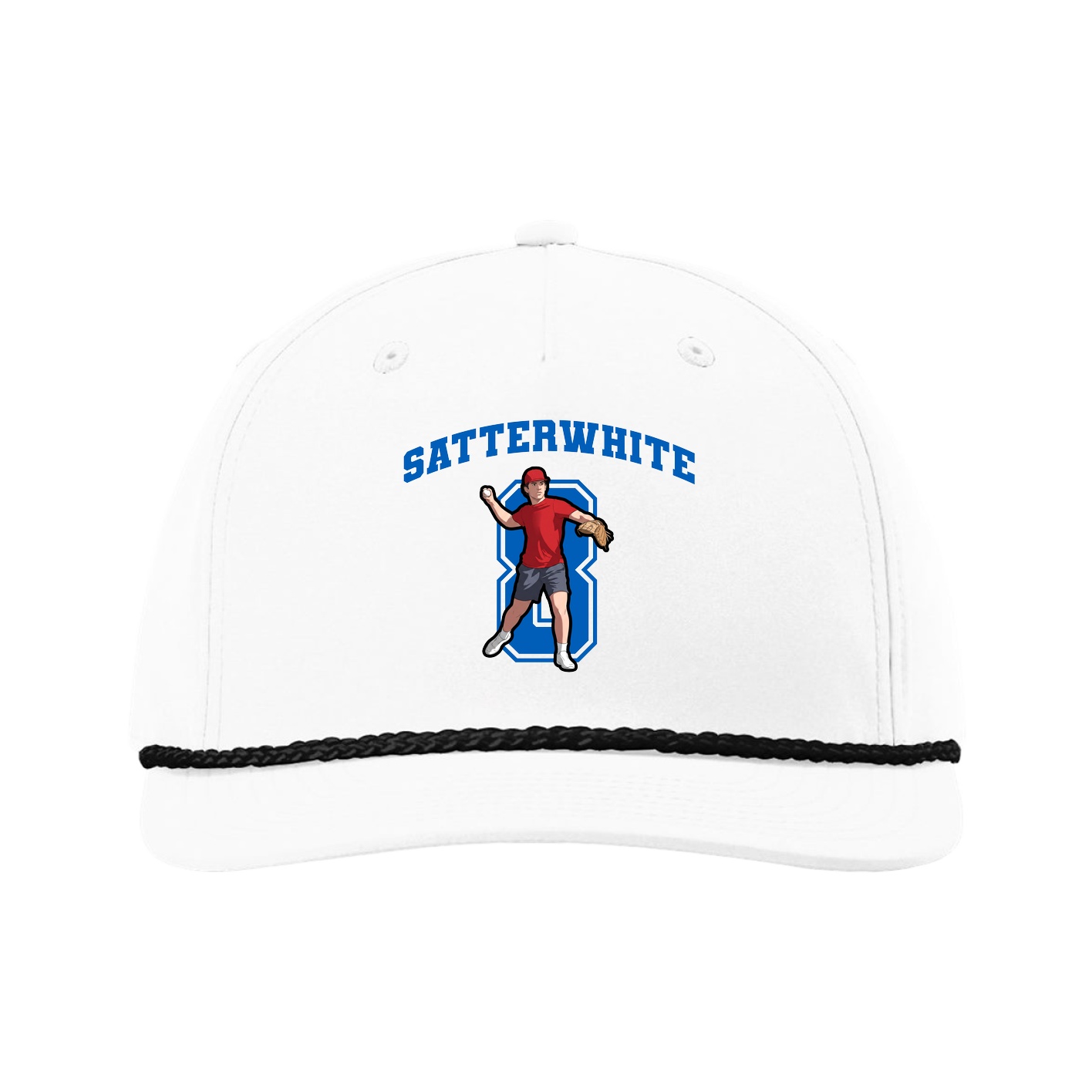 Five-Panel Classic Rope Cap — Number in White