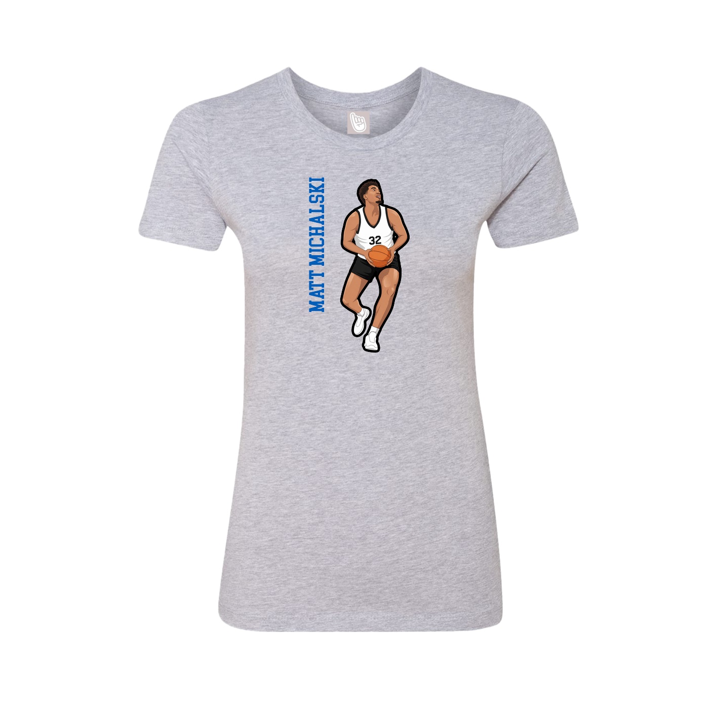 Fitted Women's Tee — Name Vertical in Grey