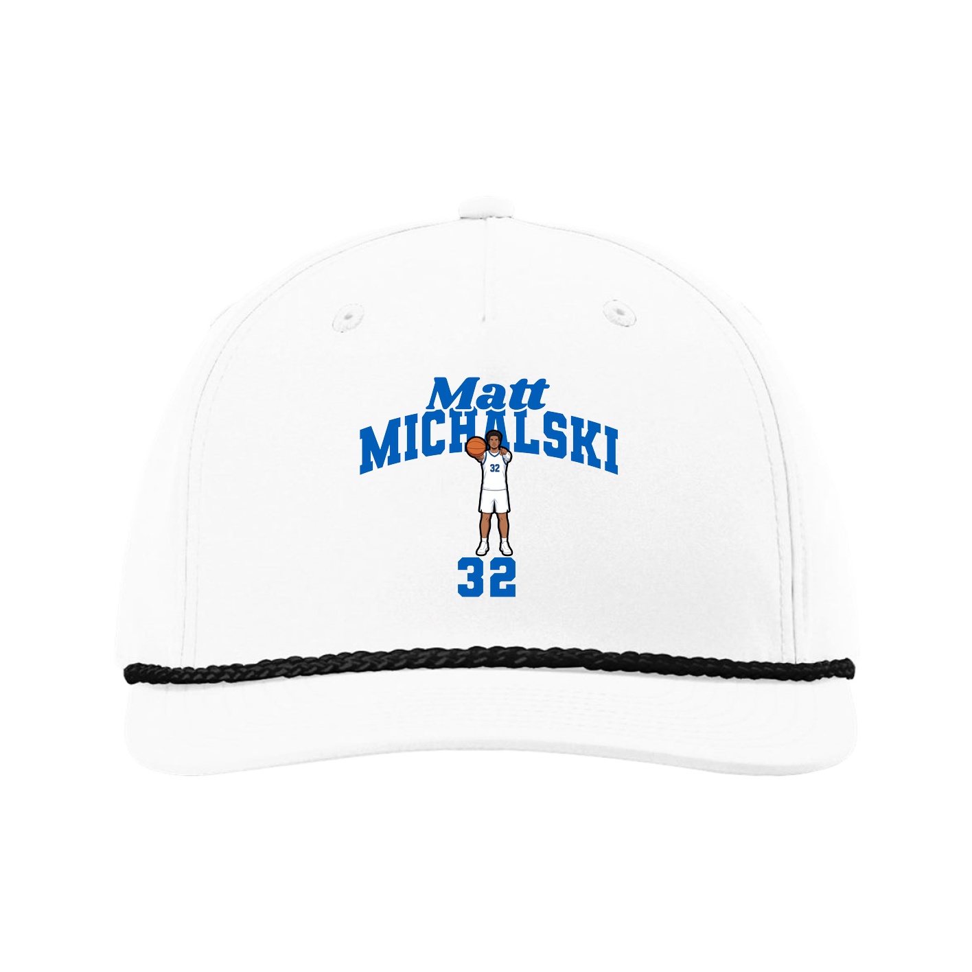 Five-Panel Classic Rope Cap — Signature Arch in White