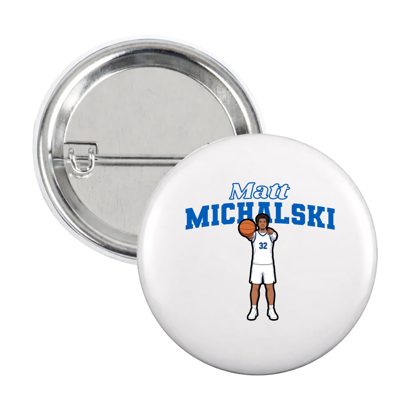 Game Day Button — Name Arch in White