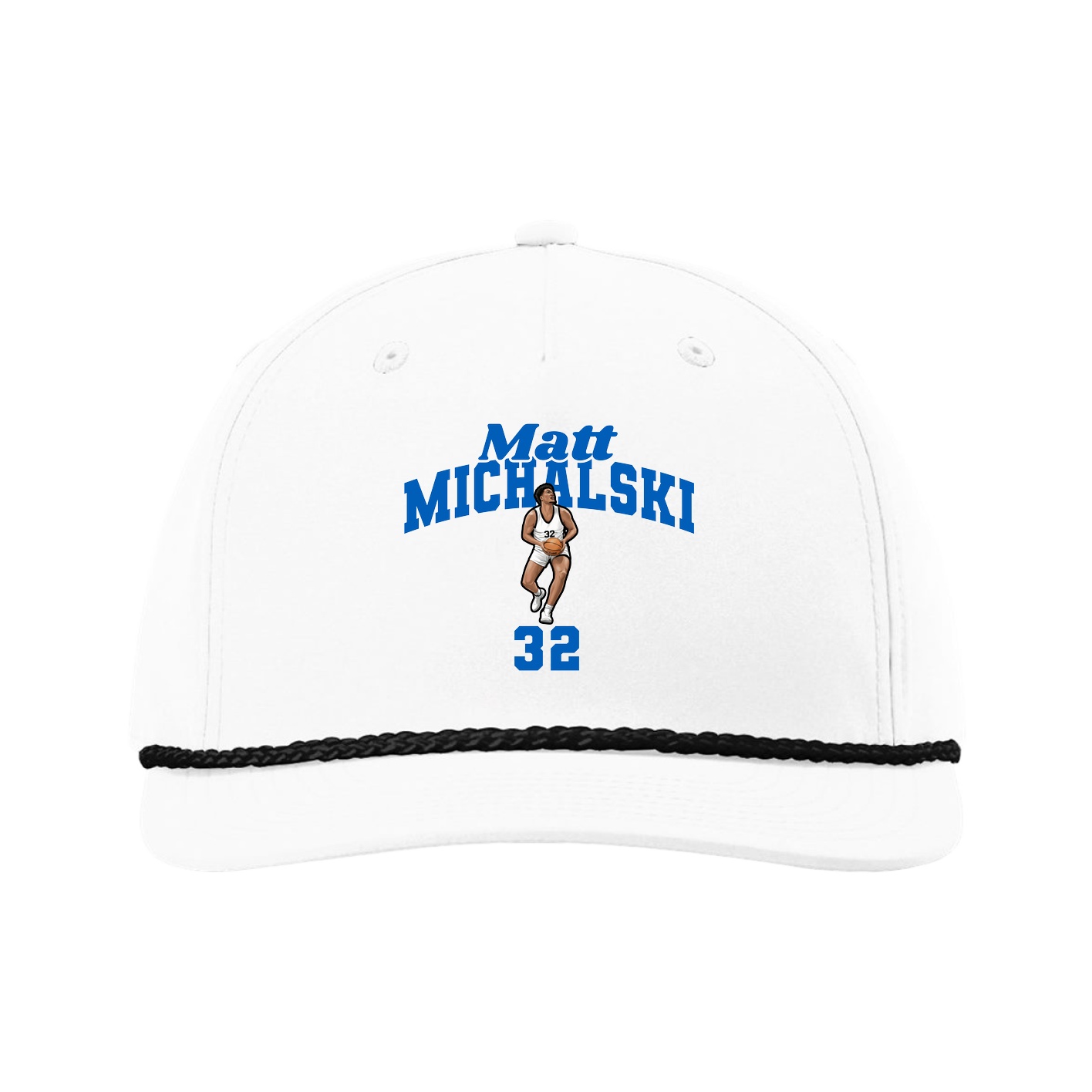 Five-Panel Classic Rope Cap — Signature Arch in White