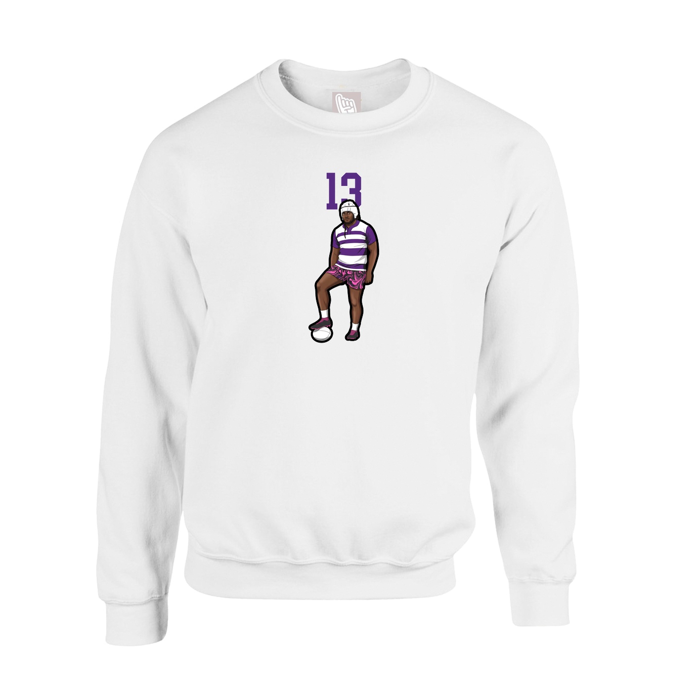 Fleece Crew — Number Top in White