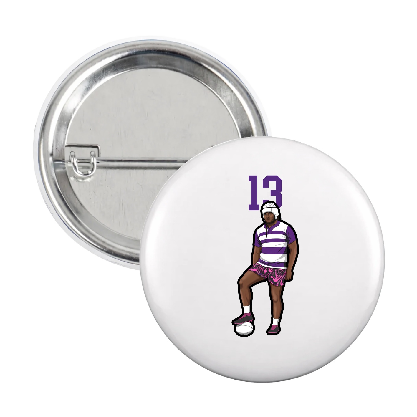 Game Day Button — Number Top in White