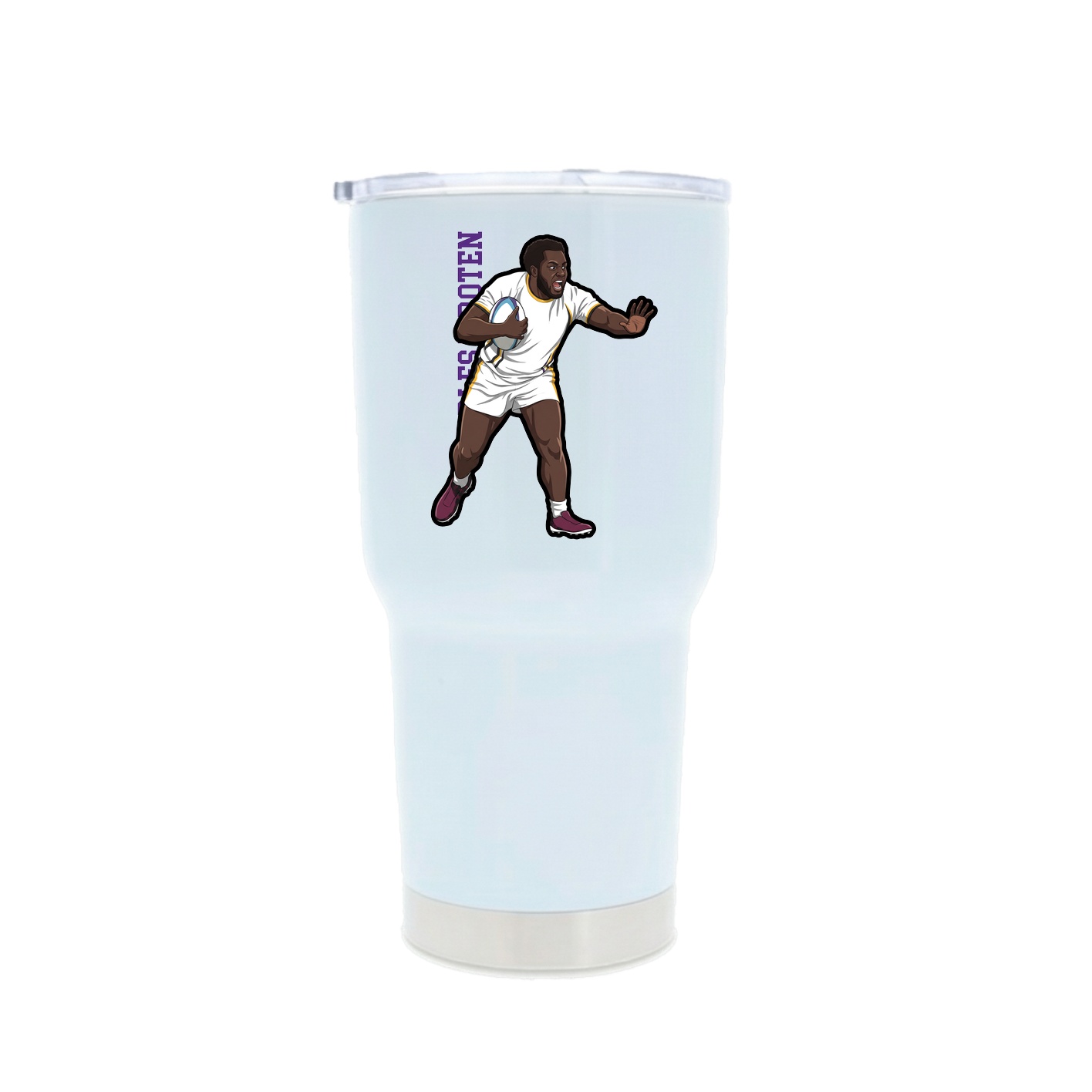 30oz Stainless Steel Tumbler — Name Vertical in White