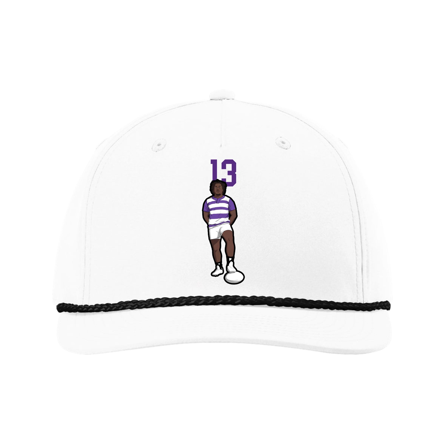 Five-Panel Classic Rope Cap — Number Top in White