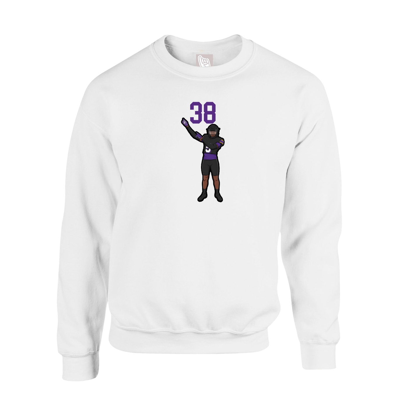 Fleece Crew — Number Top in White