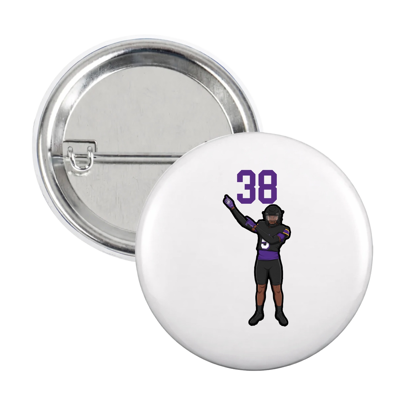 Game Day Button — Number Top in White