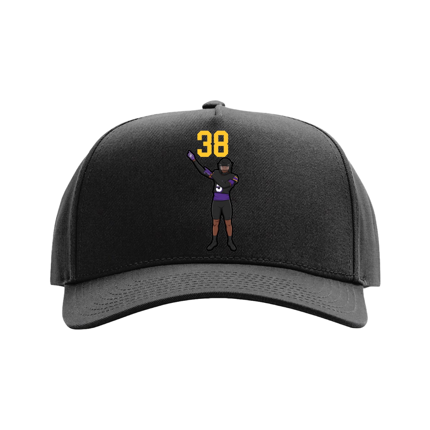 Full Fabric Five-Panel Champ Cap — Number Top in Black