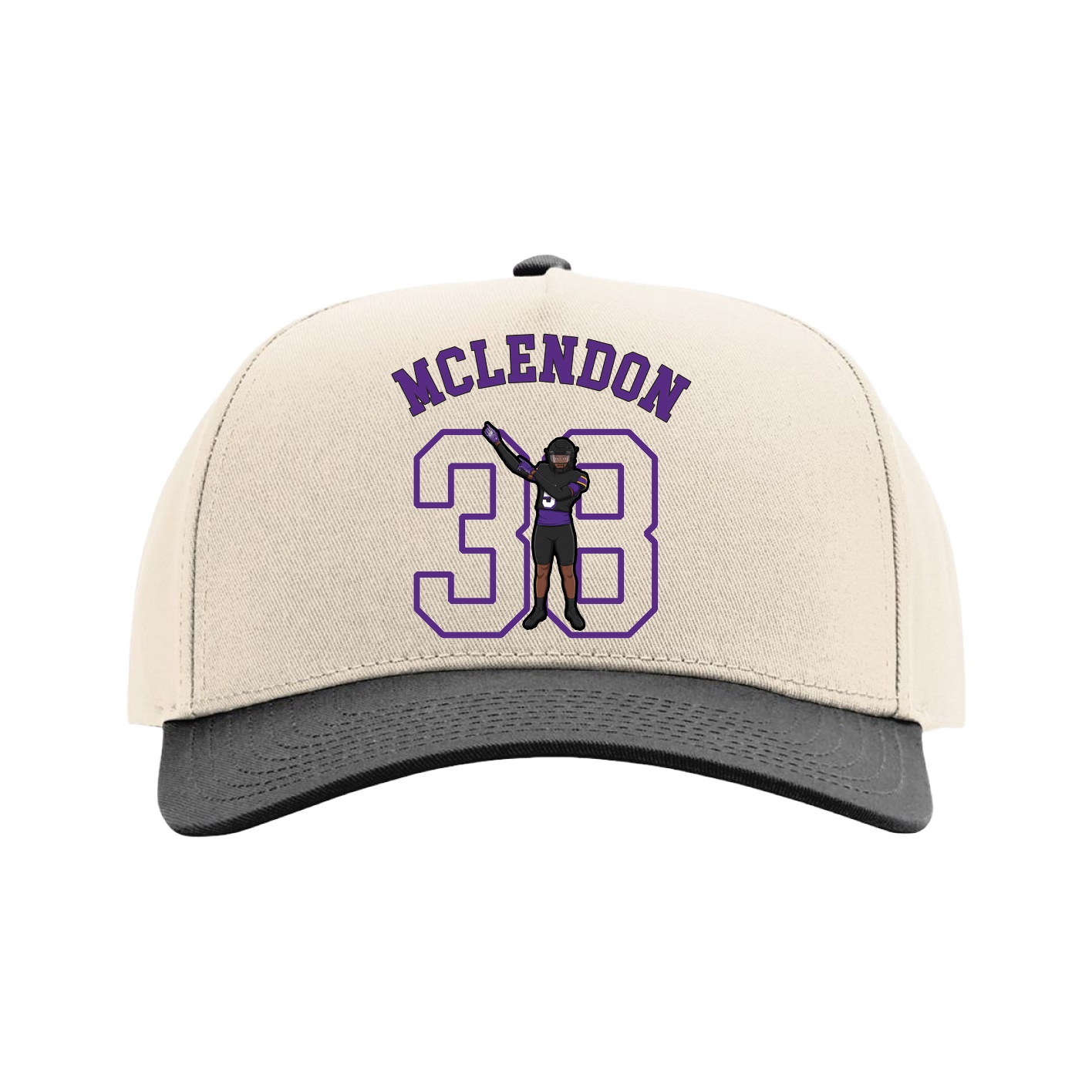 Full Fabric Five-Panel Champ Cap — Shirsey Arch in Cream/Black