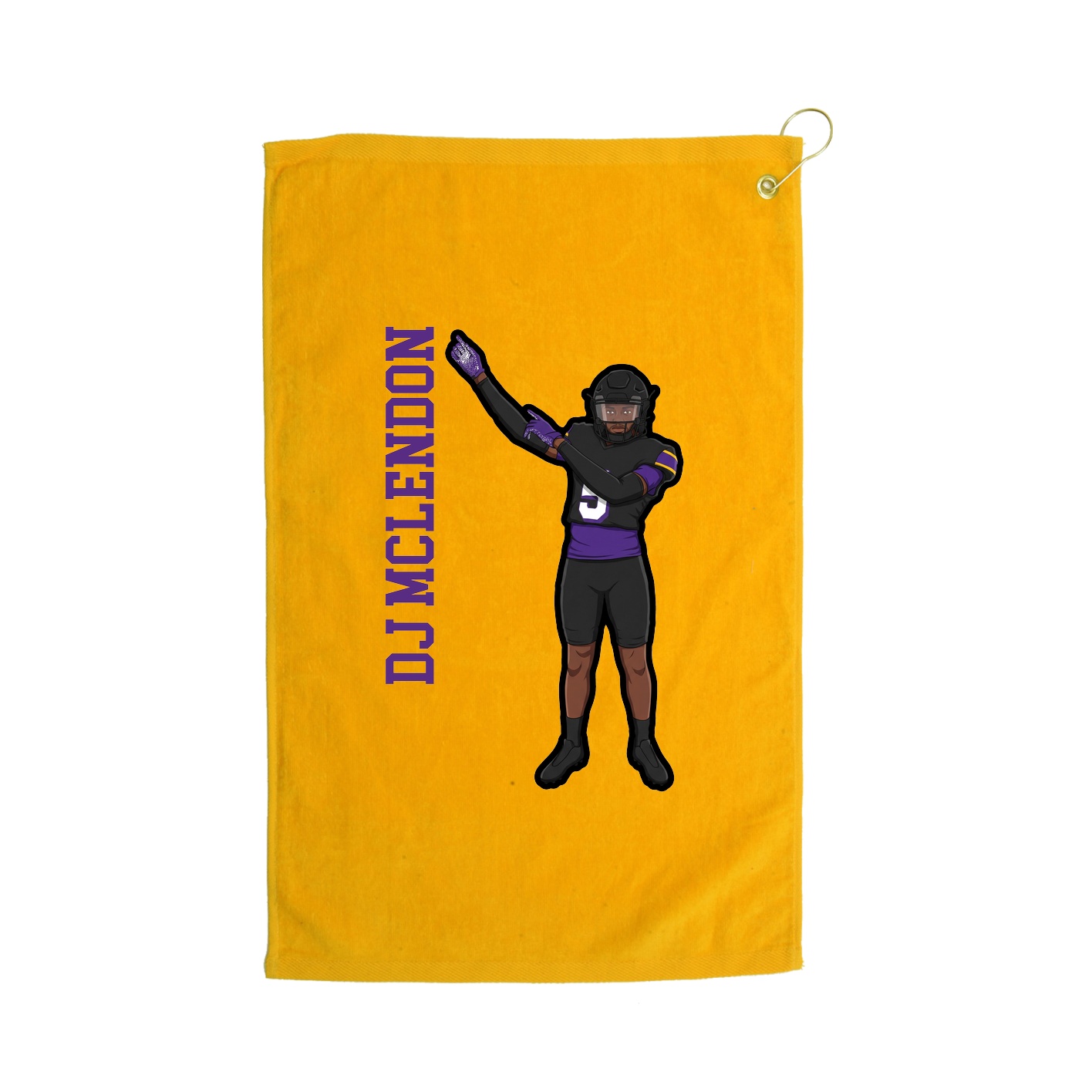Golf Towel — Name Vertical in Gold