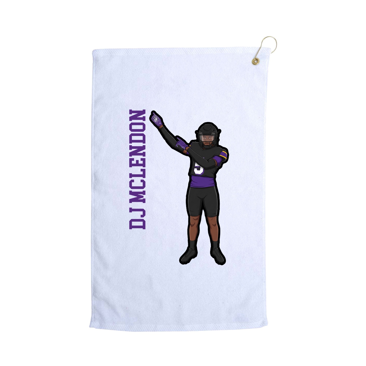 Golf Towel — Name Vertical in White
