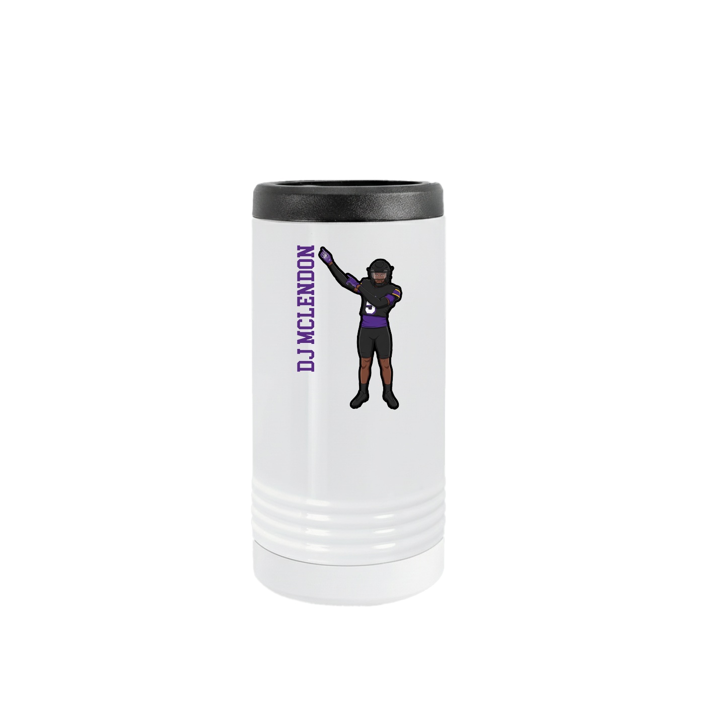 Slim Beverage Holder — Name Vertical in White