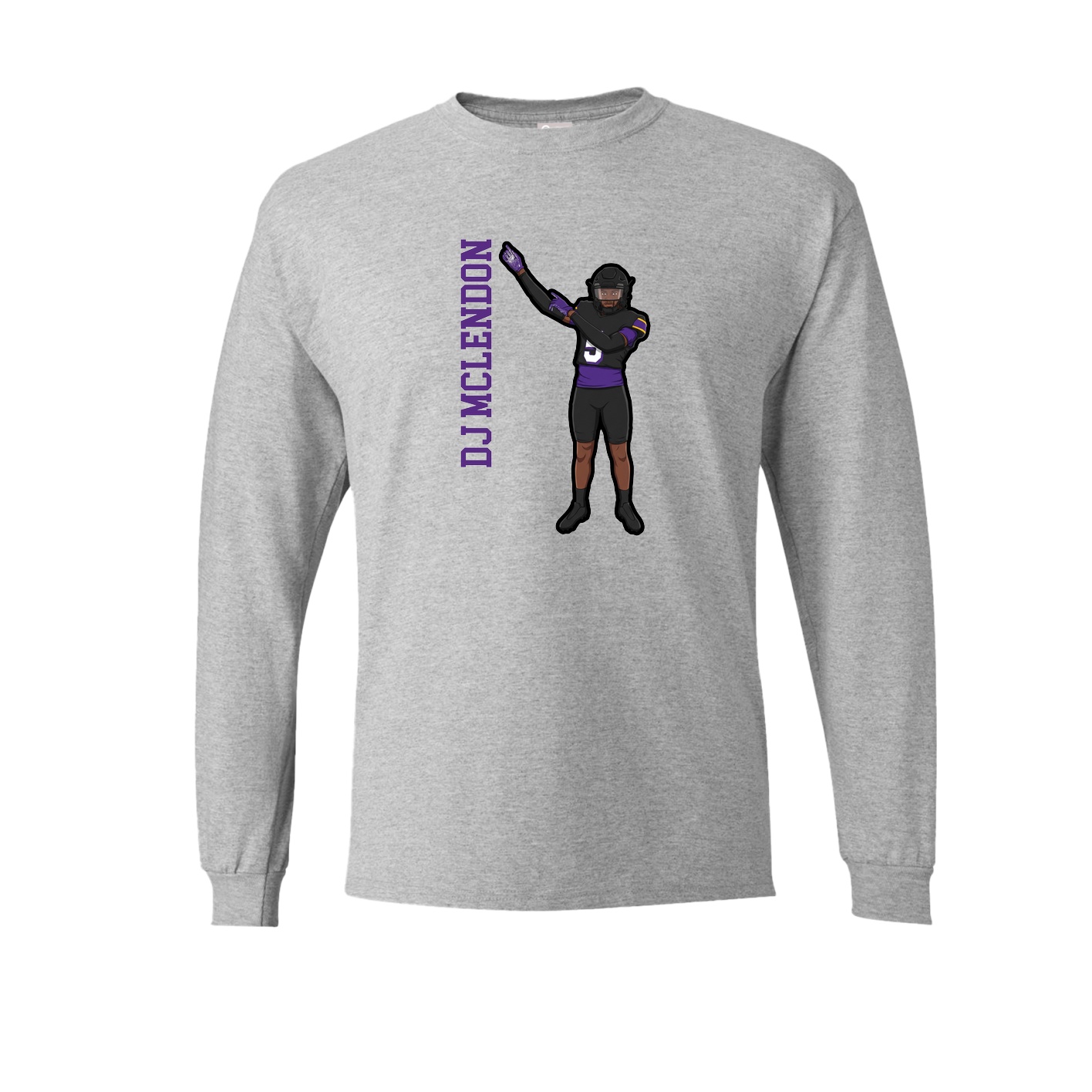 Long Sleeve Tee — Name Vertical in Grey