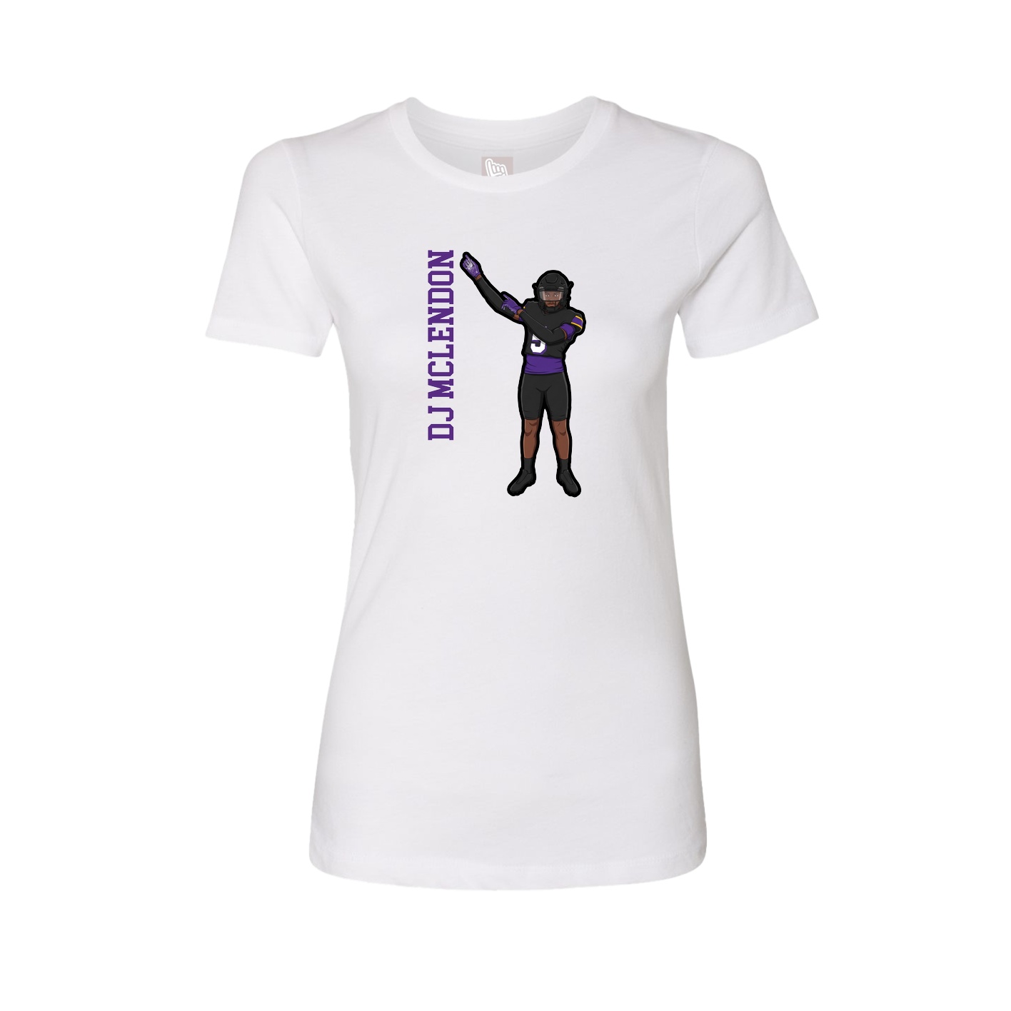 Womens Tee — Name Vertical in White