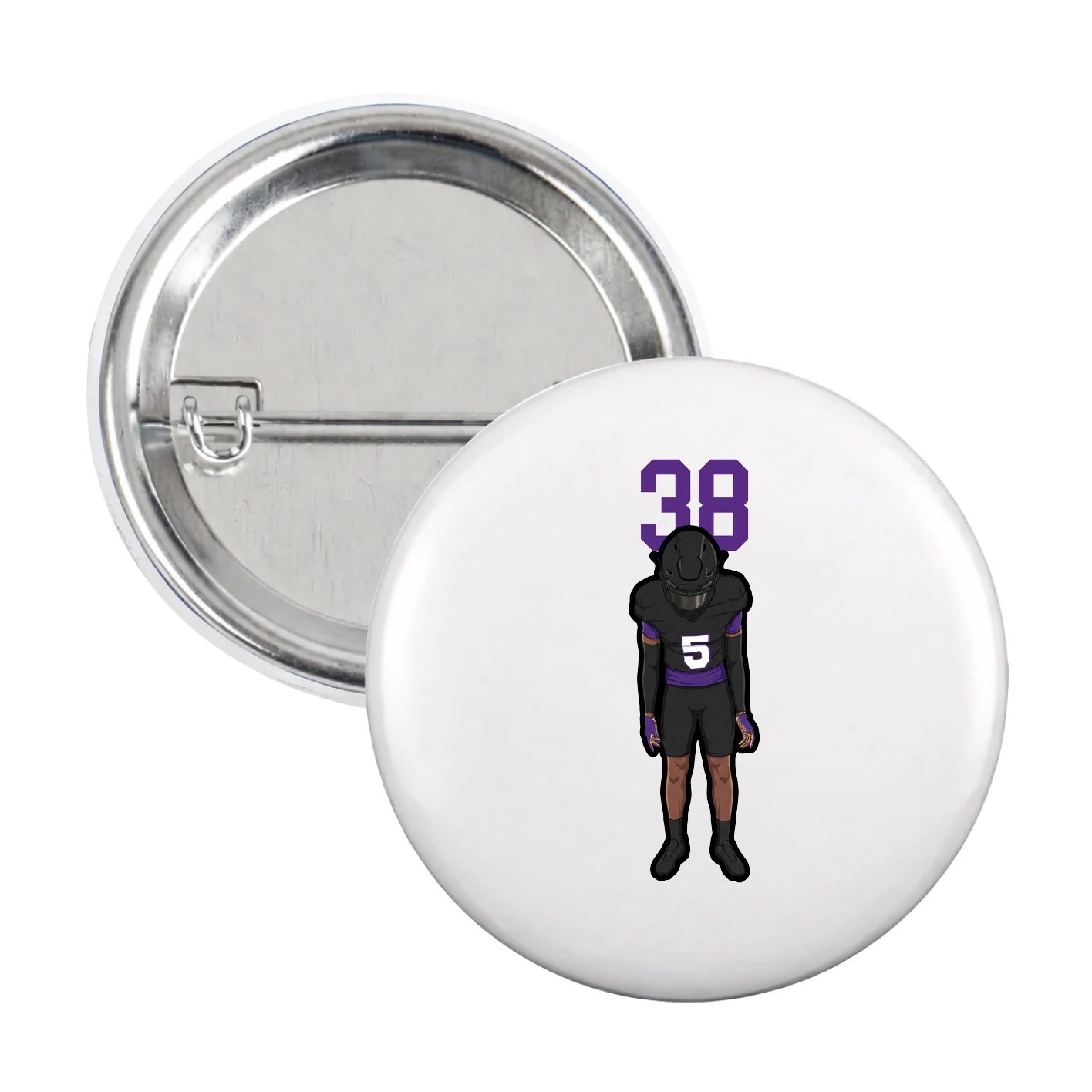 Game Day Button — Number Top in White