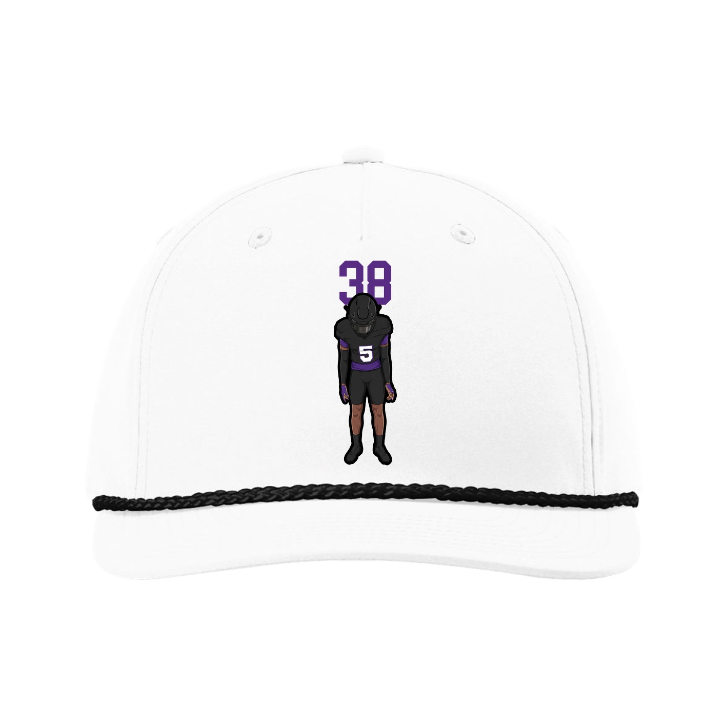 Five-Panel Classic Rope Cap — Number Top in White