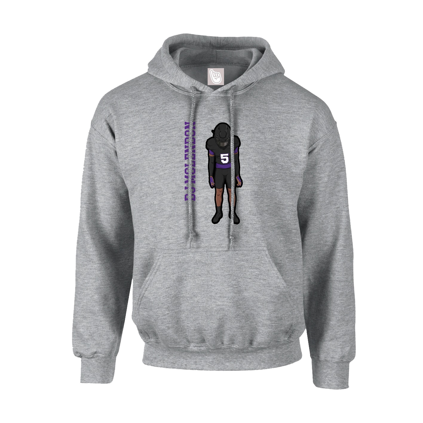 Hoodie — Name Vertical in Grey