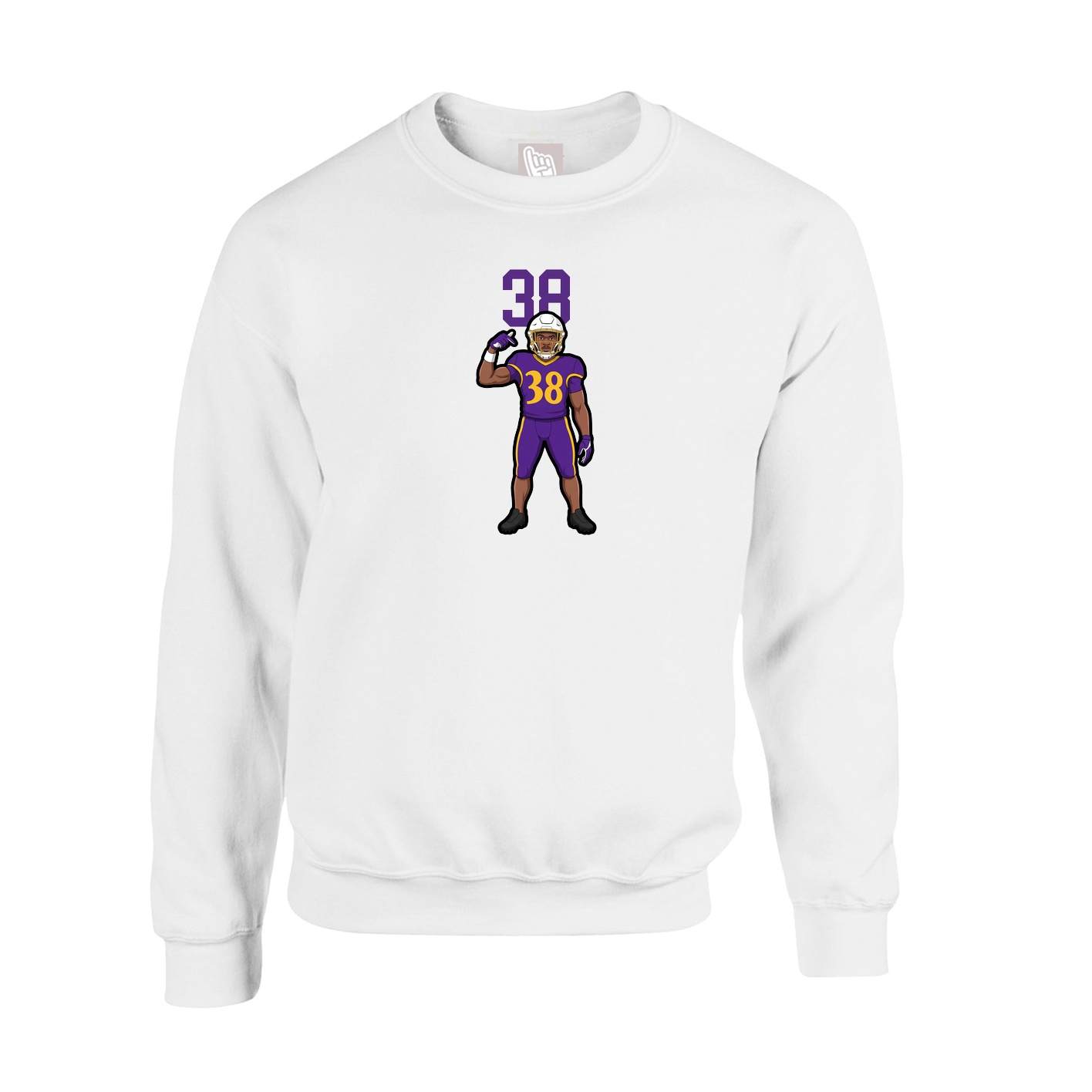 Fleece Crew — Number Top in White