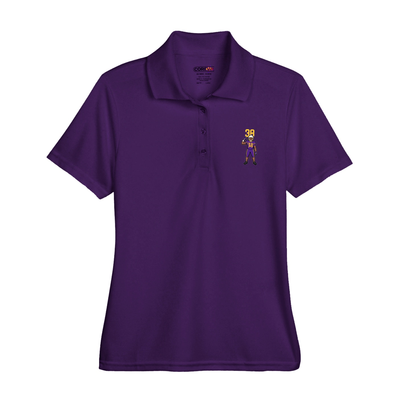 Womens Performance Polo — Number Top in Purple