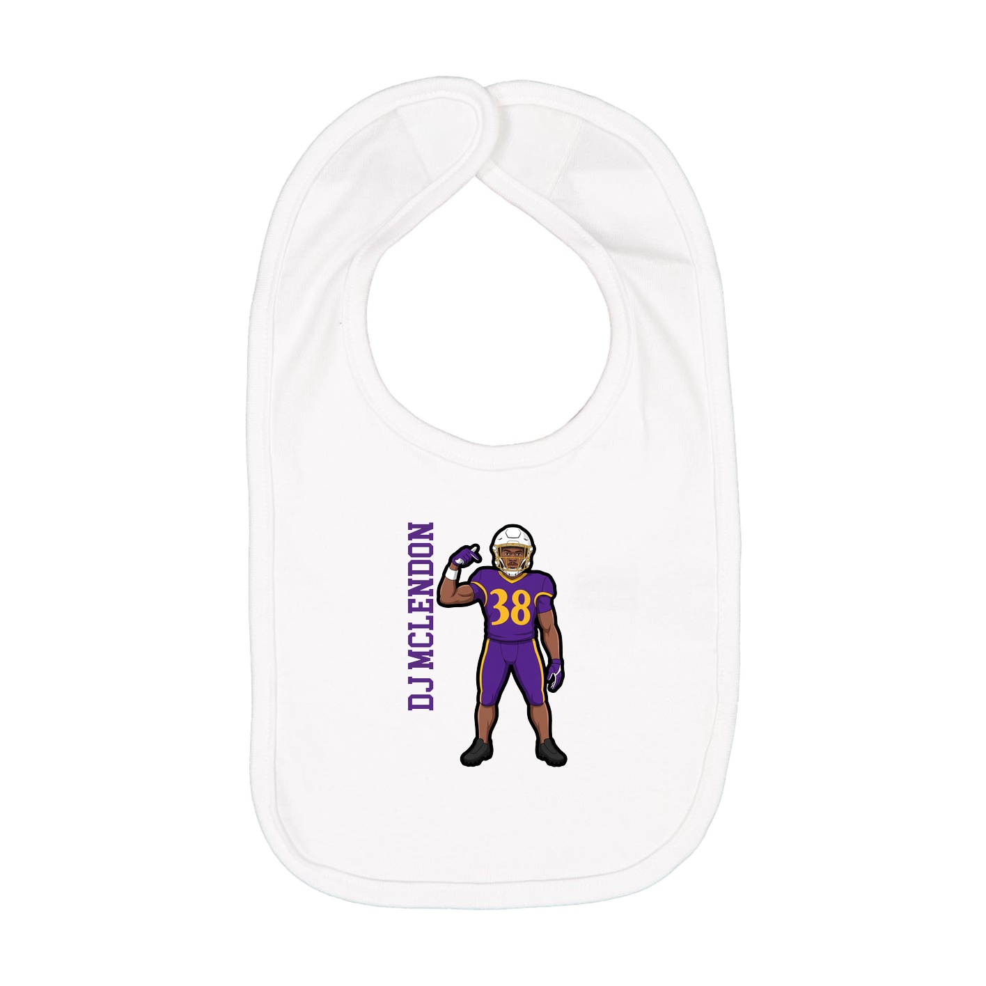 Infant Bib — Name Vertical in White