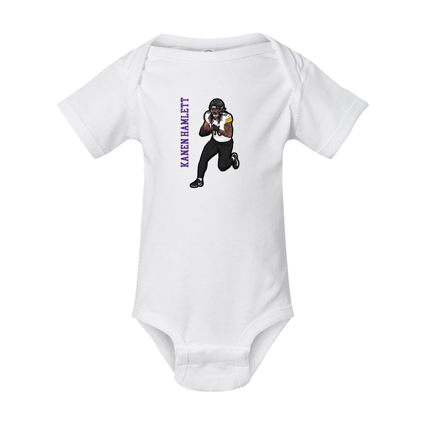 Baby Onesie — Name Vertical in White