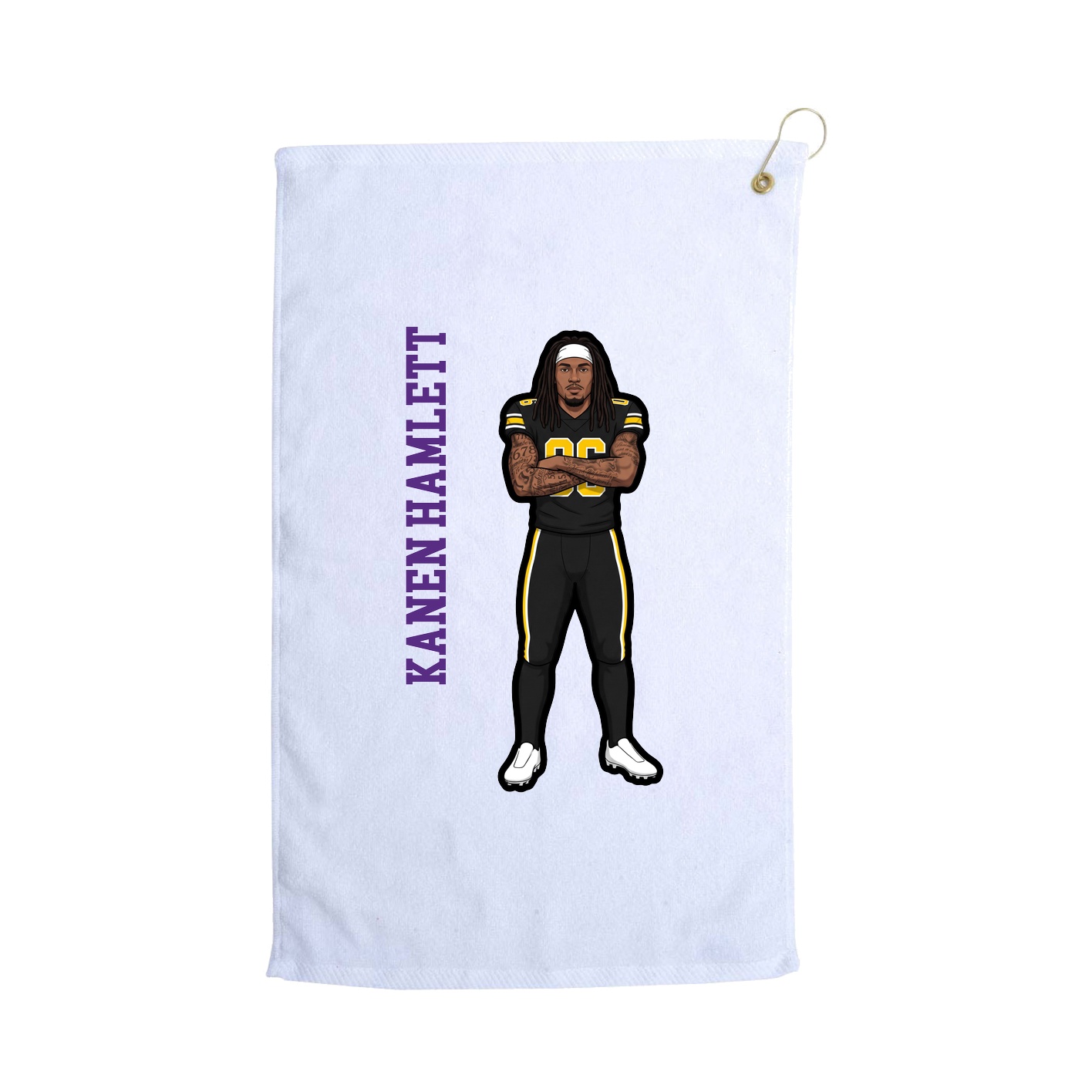 Golf Towel — Name Vertical in White