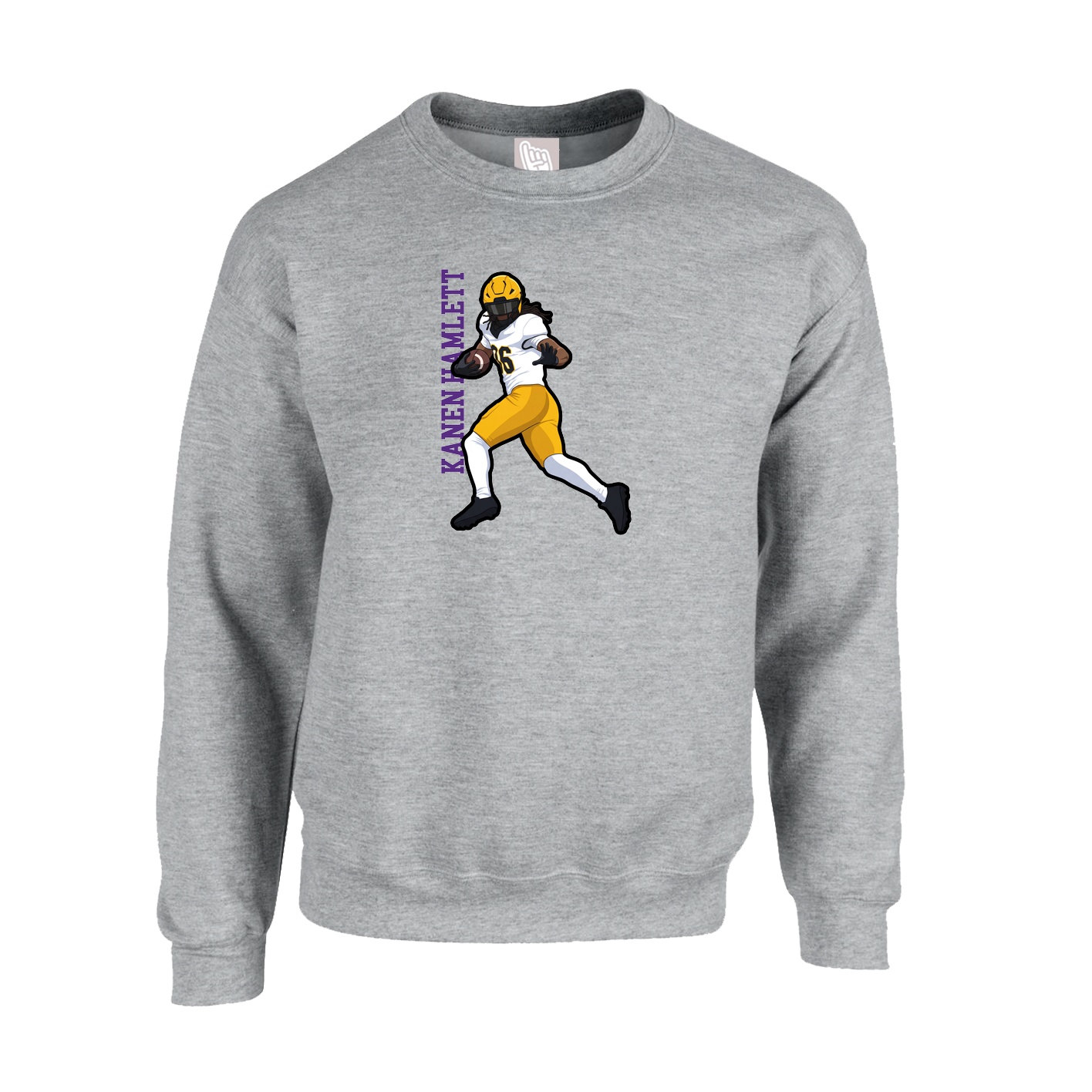 Fleece Crew — Name Vertical in Grey