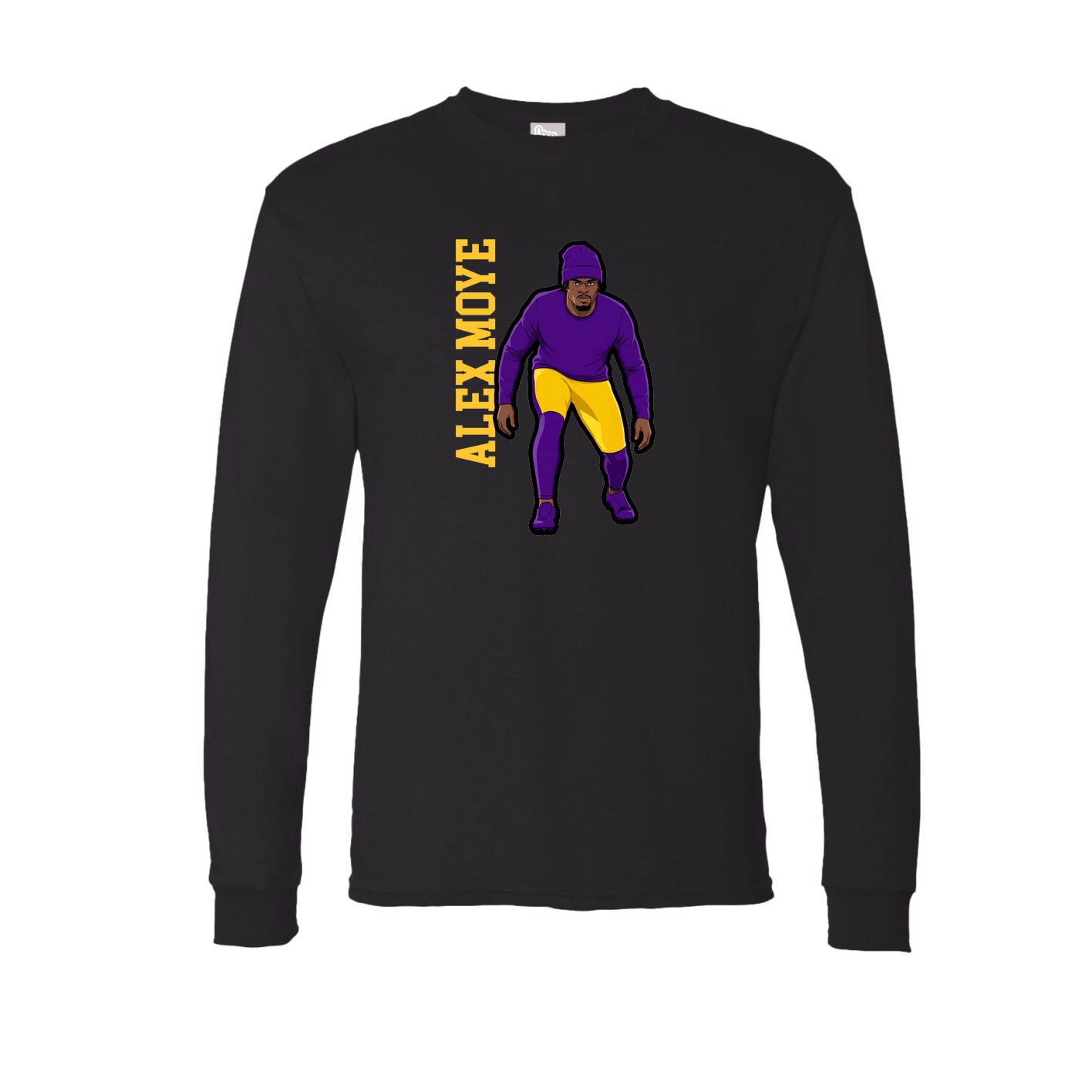 Long Sleeve Tee — Name Vertical in Black
