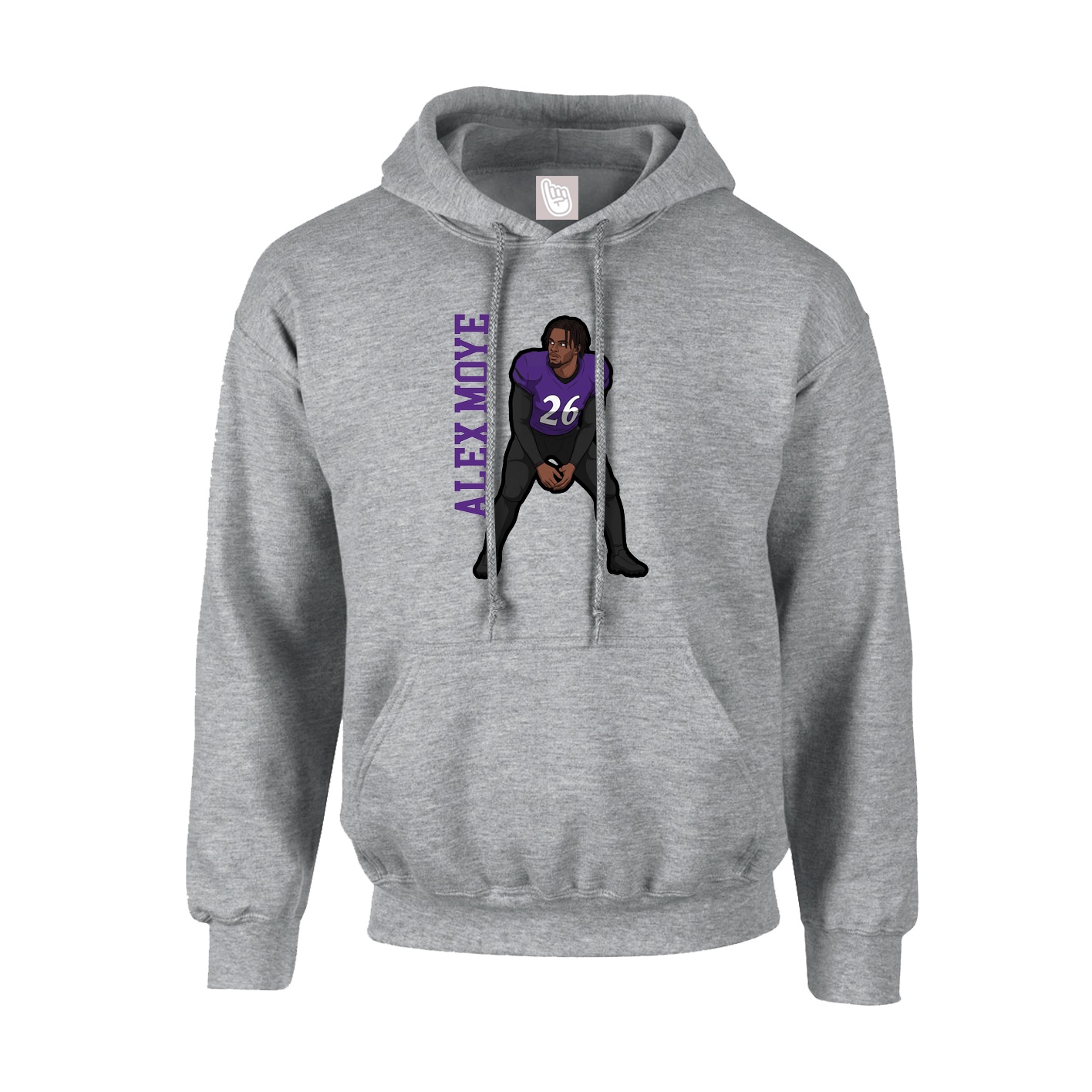 Hoodie — Name Vertical in Grey