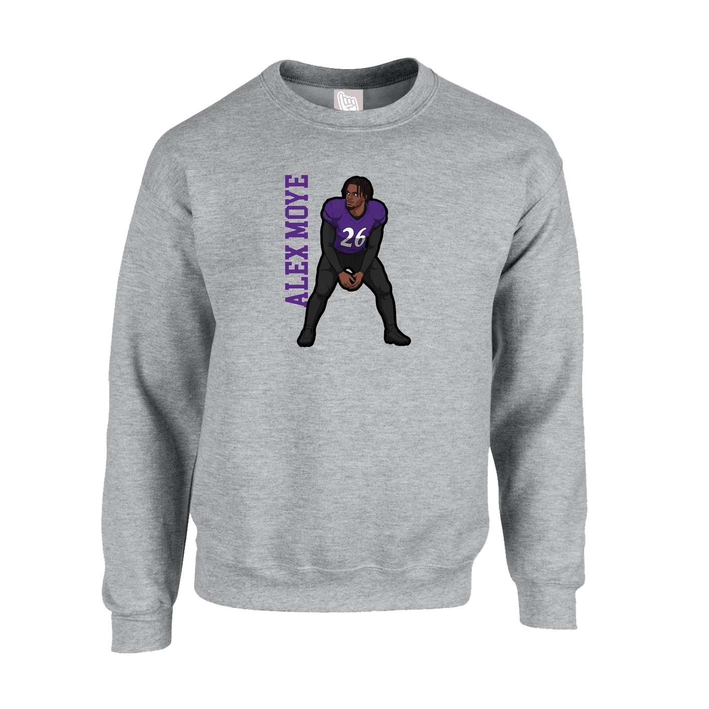 Fleece Crew — Name Vertical in Grey